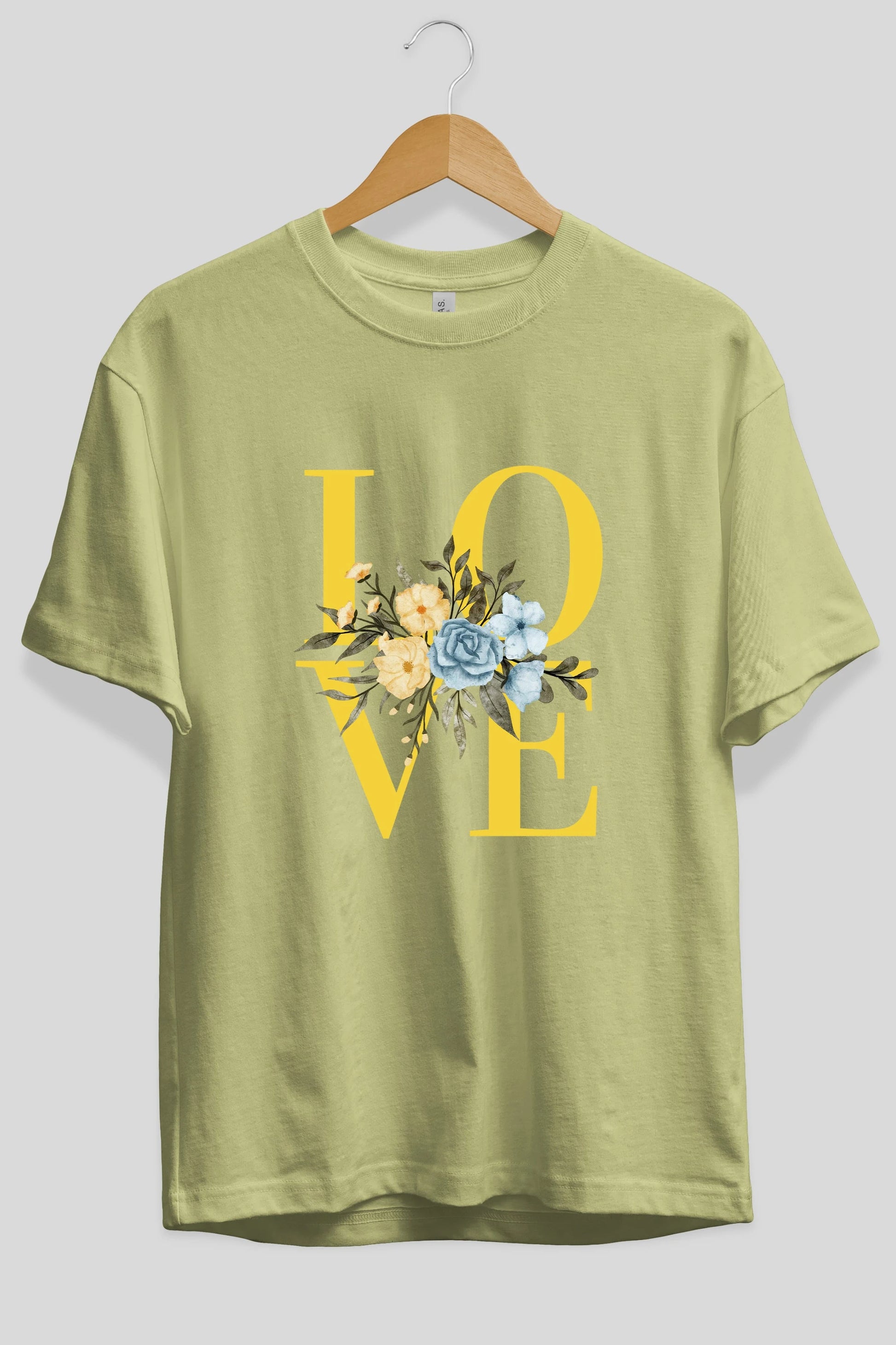 Love Flower Ön Baskılı Oversize t-shirt Erkek Kadın Unisex