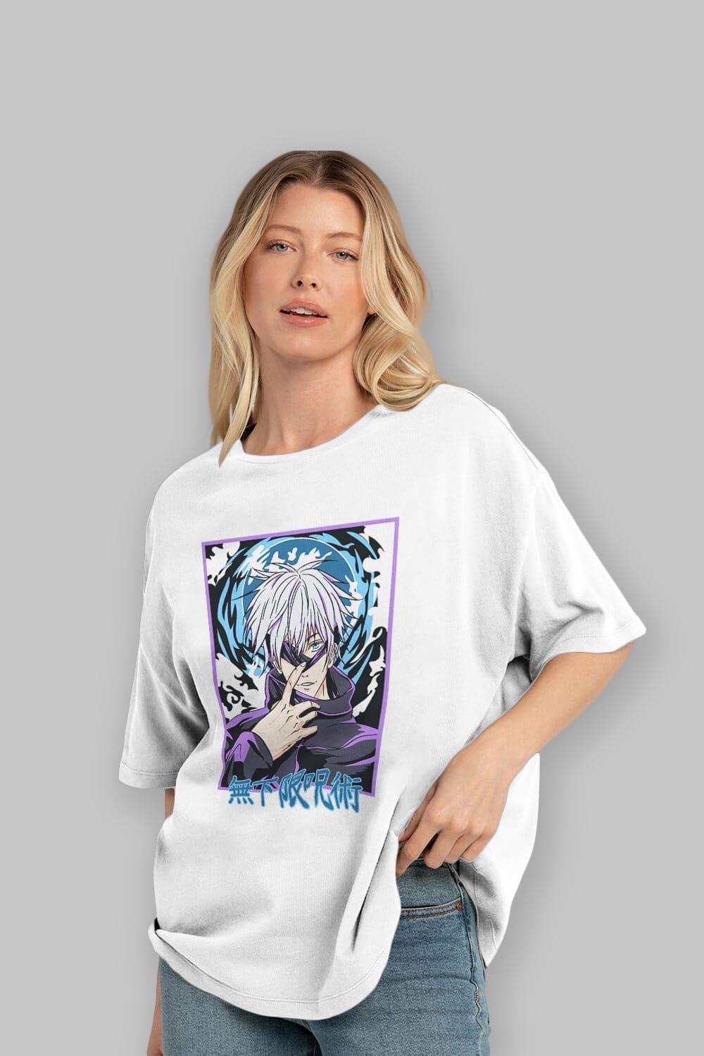 SATORU GOJO 3 Anime Ön Baskılı Oversize t-shirt %100 pamuk Erkek Kadın Unisex
