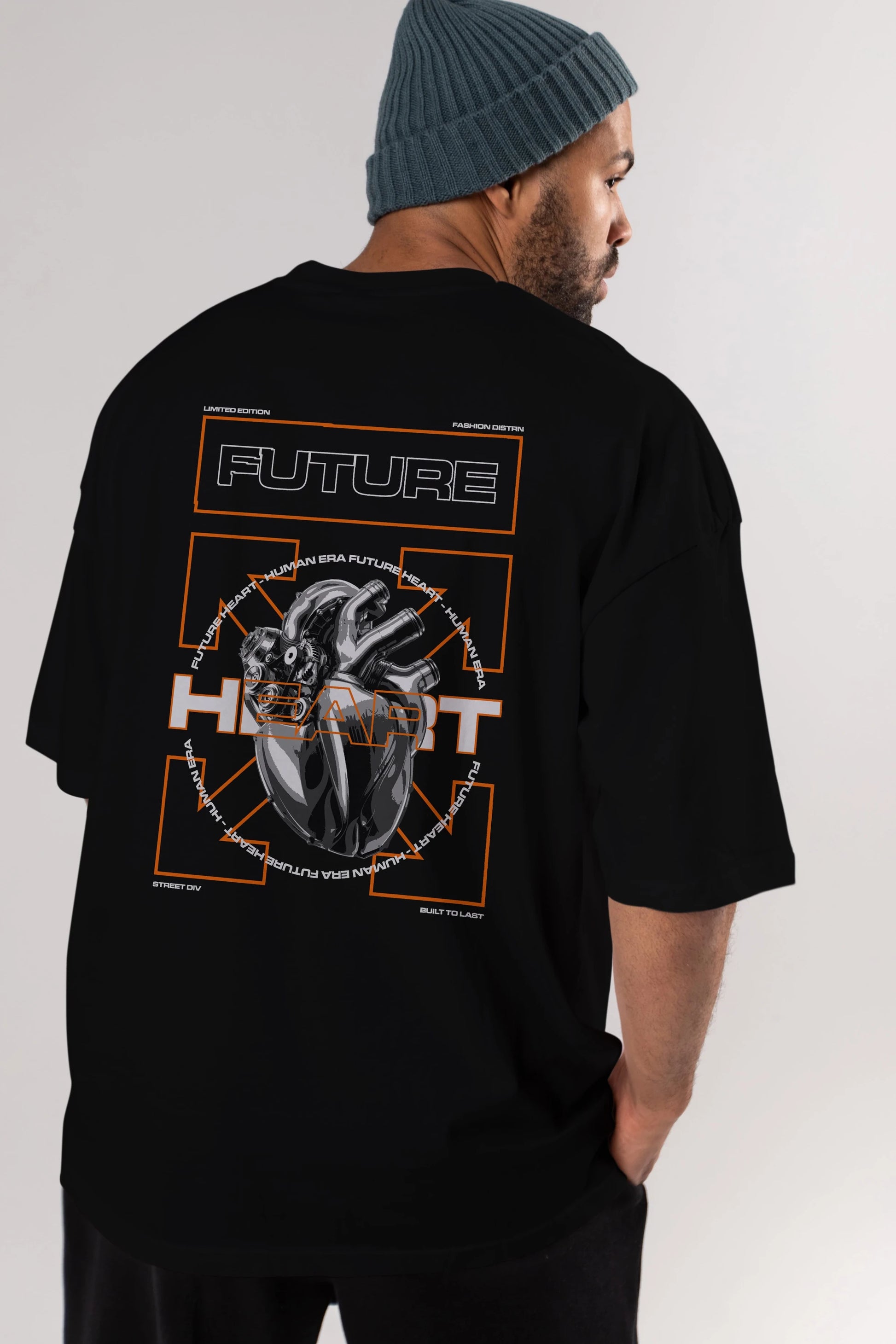 Future Heart Arka Baskılı Oversize t-shirt Erkek Kadın Unisex