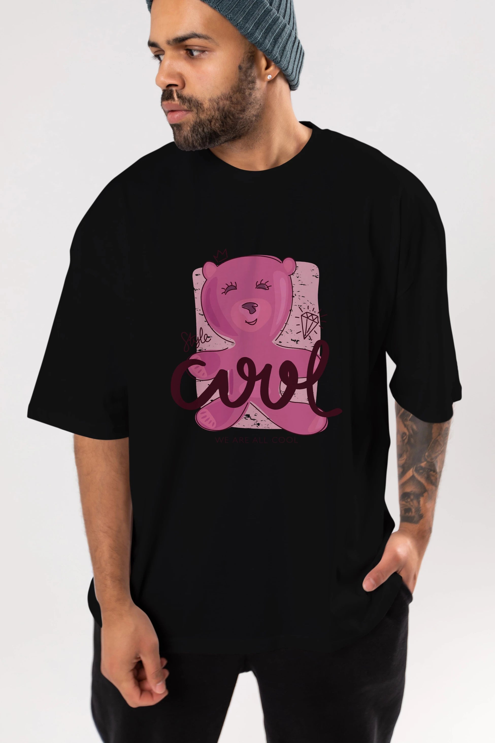 Cool Style Bear Ön Baskılı Oversize t-shirt Erkek Kadın Unisex