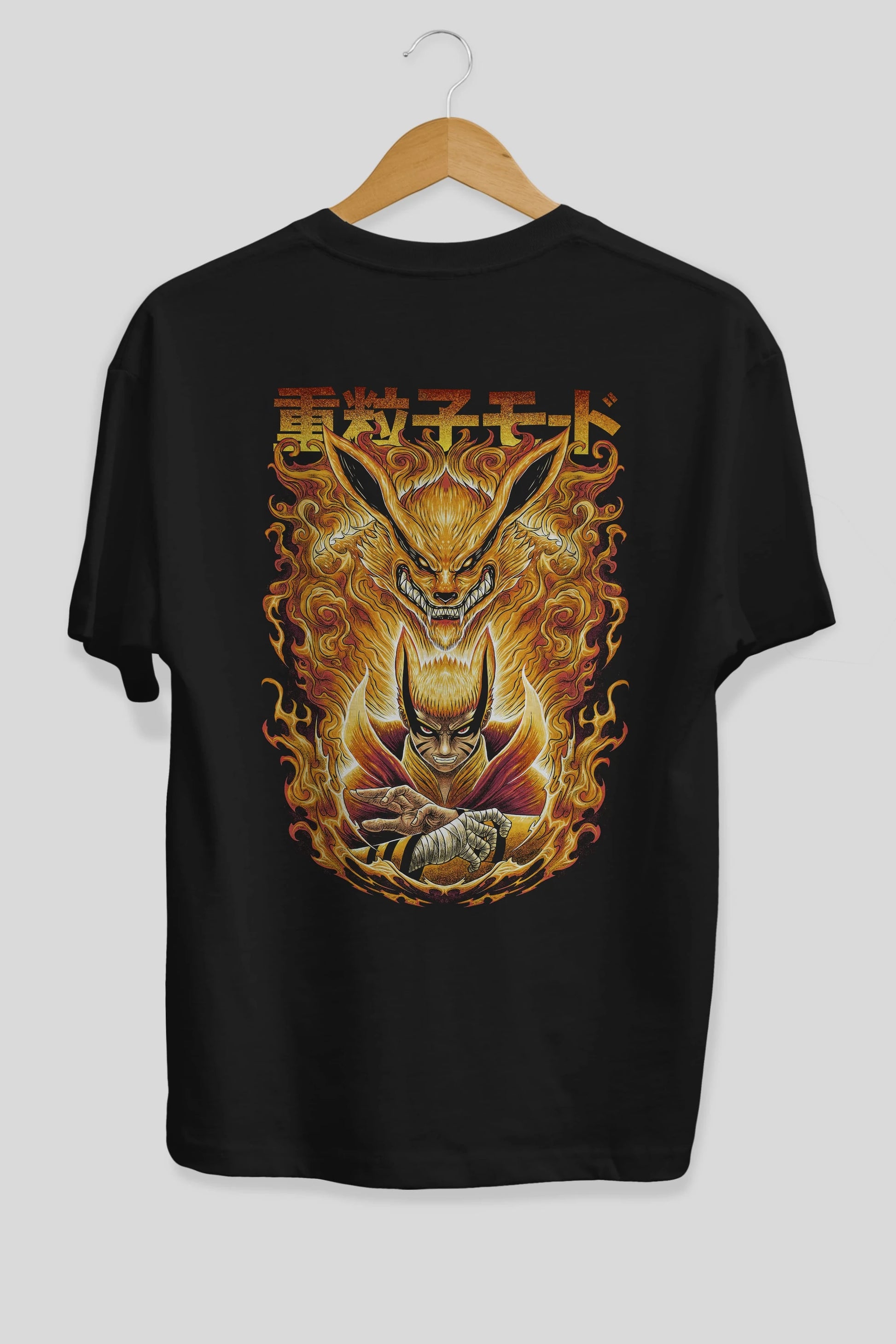 NARUTO KYUUBI 1 Anime Arka Baskılı Oversize t-shirt Erkek Kadın Unisex