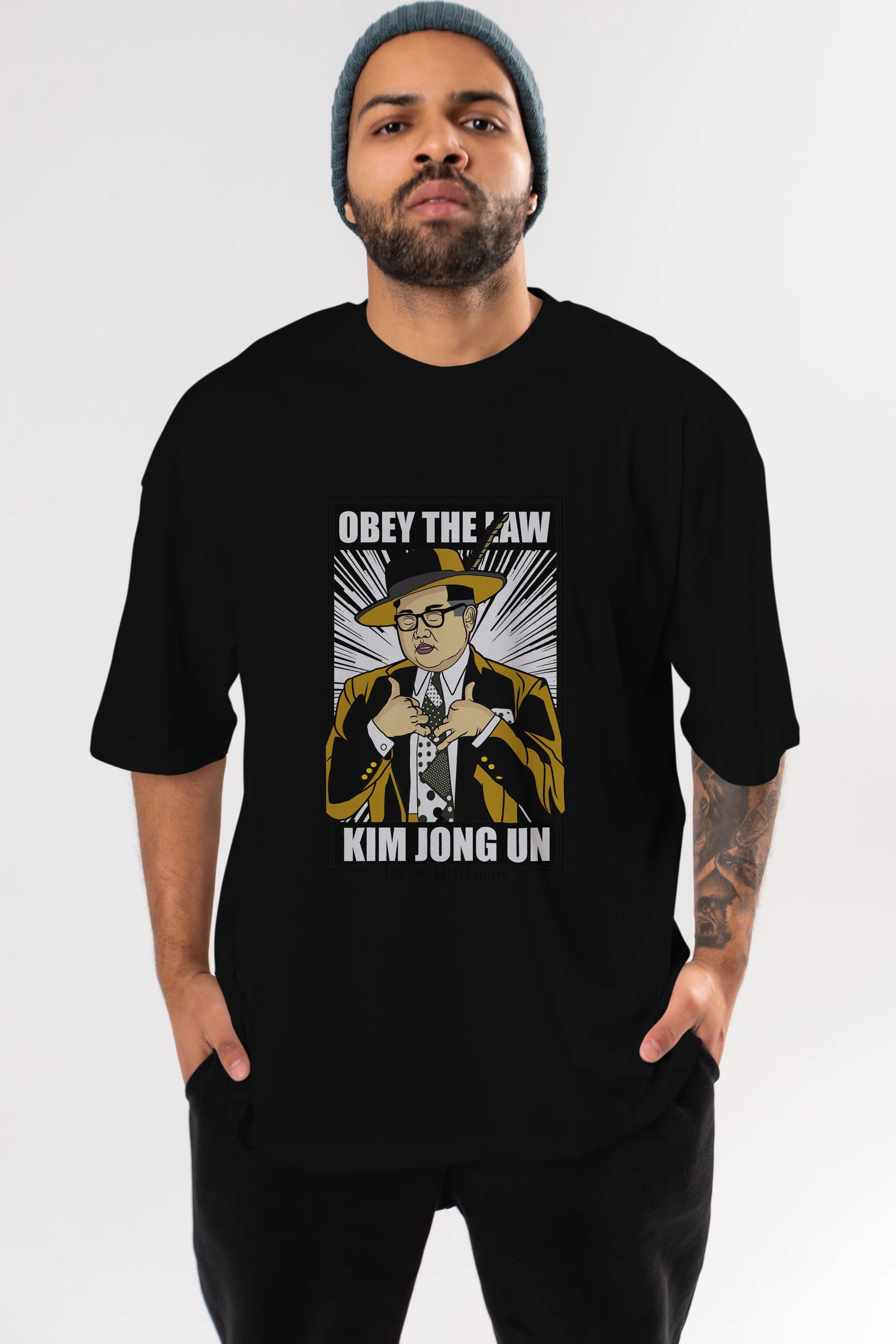 The Mask Jong Un Ön Baskılı Oversize t-shirt Erkek Kadın Unisex %100 Pamuk tişort