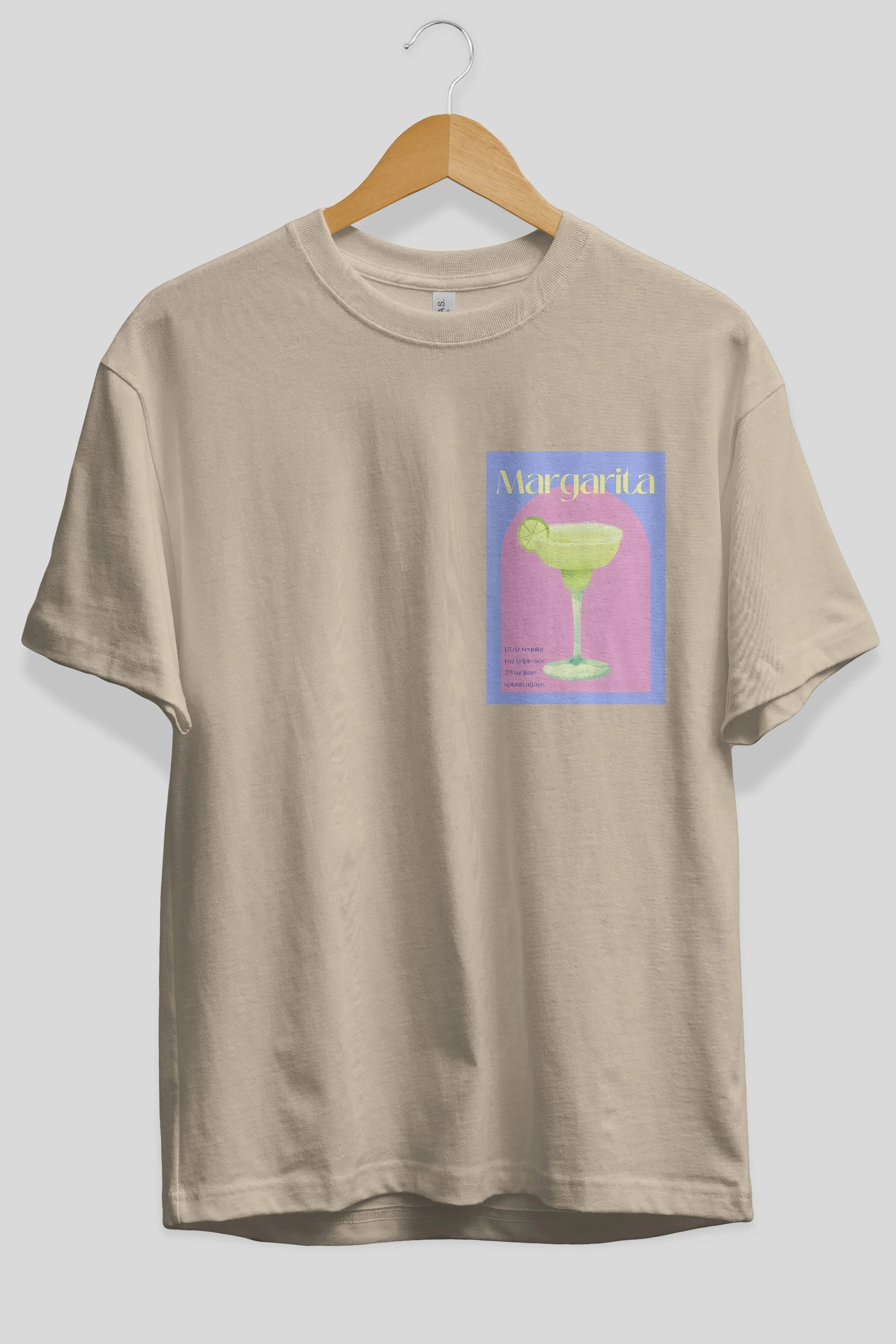Margarita 6 Ön Sol Baskılı Oversize t-shirt Erkek Kadın Unisex %100 Pamuk Bisiklet Yaka tişort
