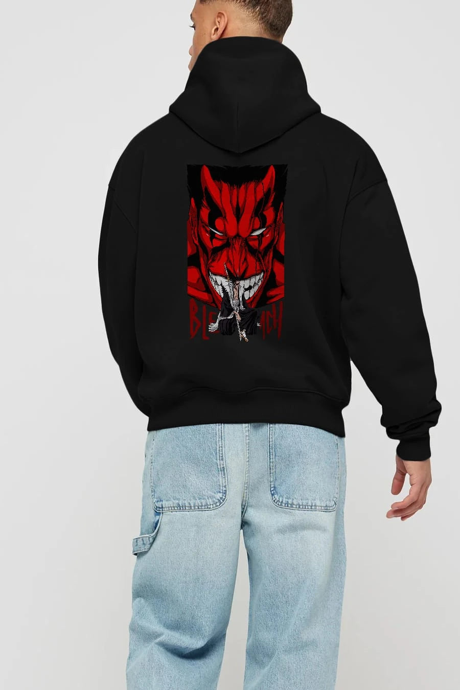 KENPACHI ZARAKI BLEACH Anime Arka Baskılı Hoodie Oversize Kapüşonlu Sweatshirt Erkek Kadın Unisex
