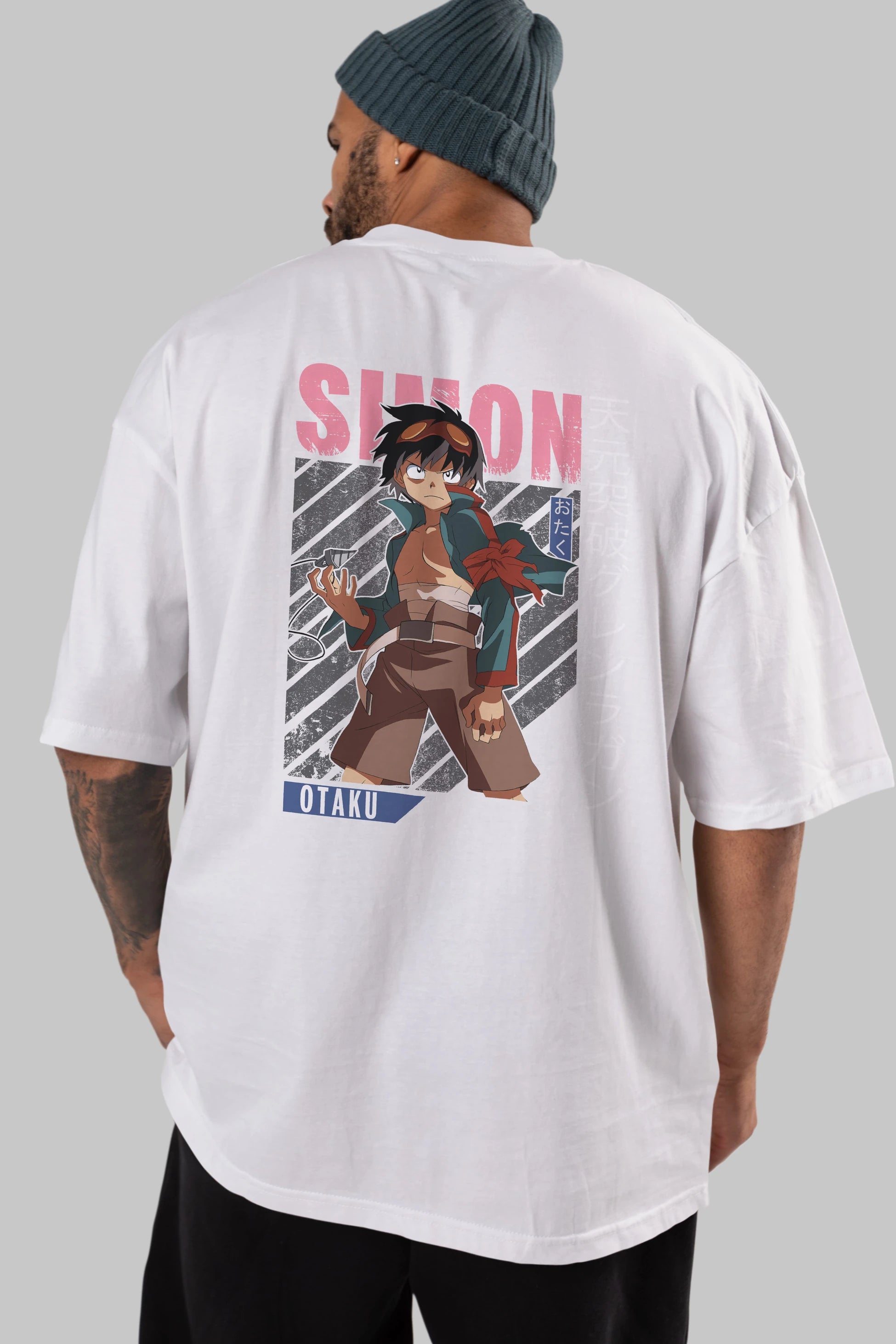 Simon 5 Anime Arka Baskılı Oversize t-shirt Erkek Kadın Unisex