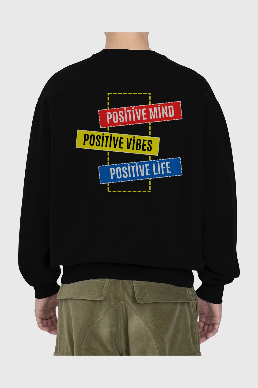 Positive Mind Vibes Lifes Arka Baskılı Oversize Sweatshirt Erkek Kadın Unisex