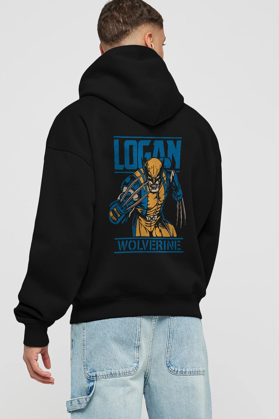 Wolverine Logan Arka Baskılı Hoodie Oversize Kapüşonlu Sweatshirt Erkek Kadın Unisex