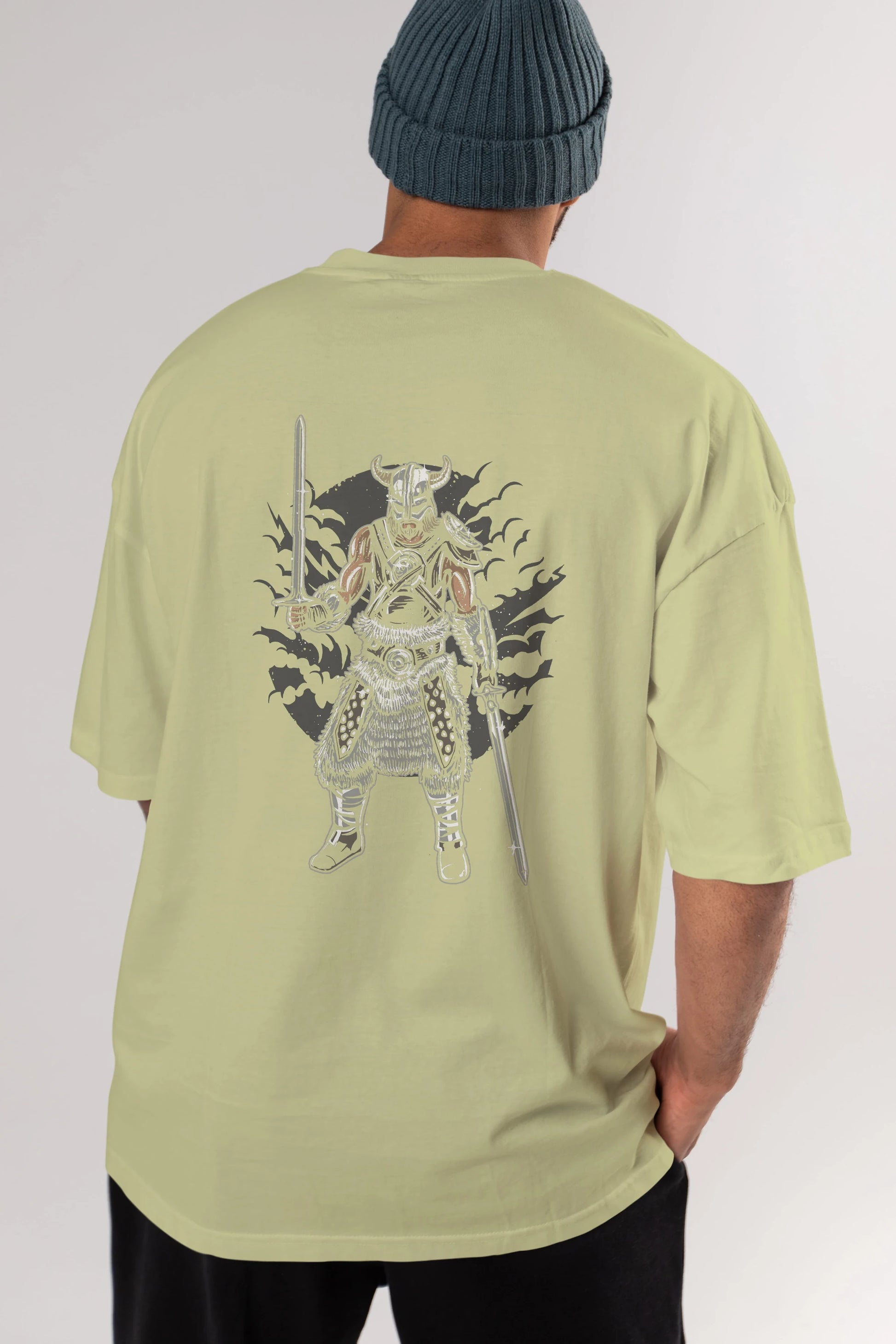 Dark Viking Arka Baskılı Oversize t-shirt Erkek Kadın Unisex %100 Pamuk