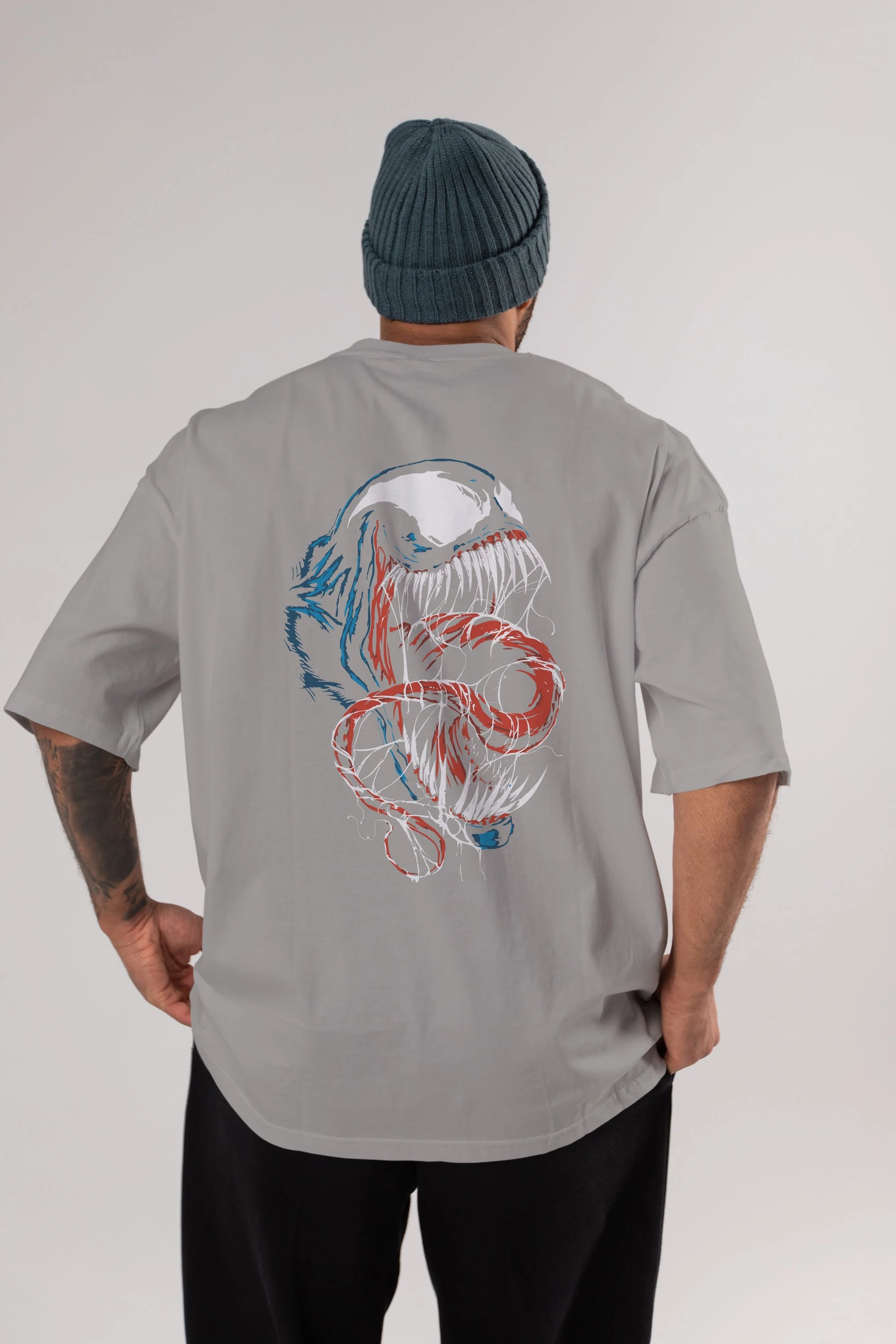 Venom (10) Arka Baskılı Oversize t-shirt Erkek Kadın Unisex %100 Pamuk Bisiklet Yaka tişort