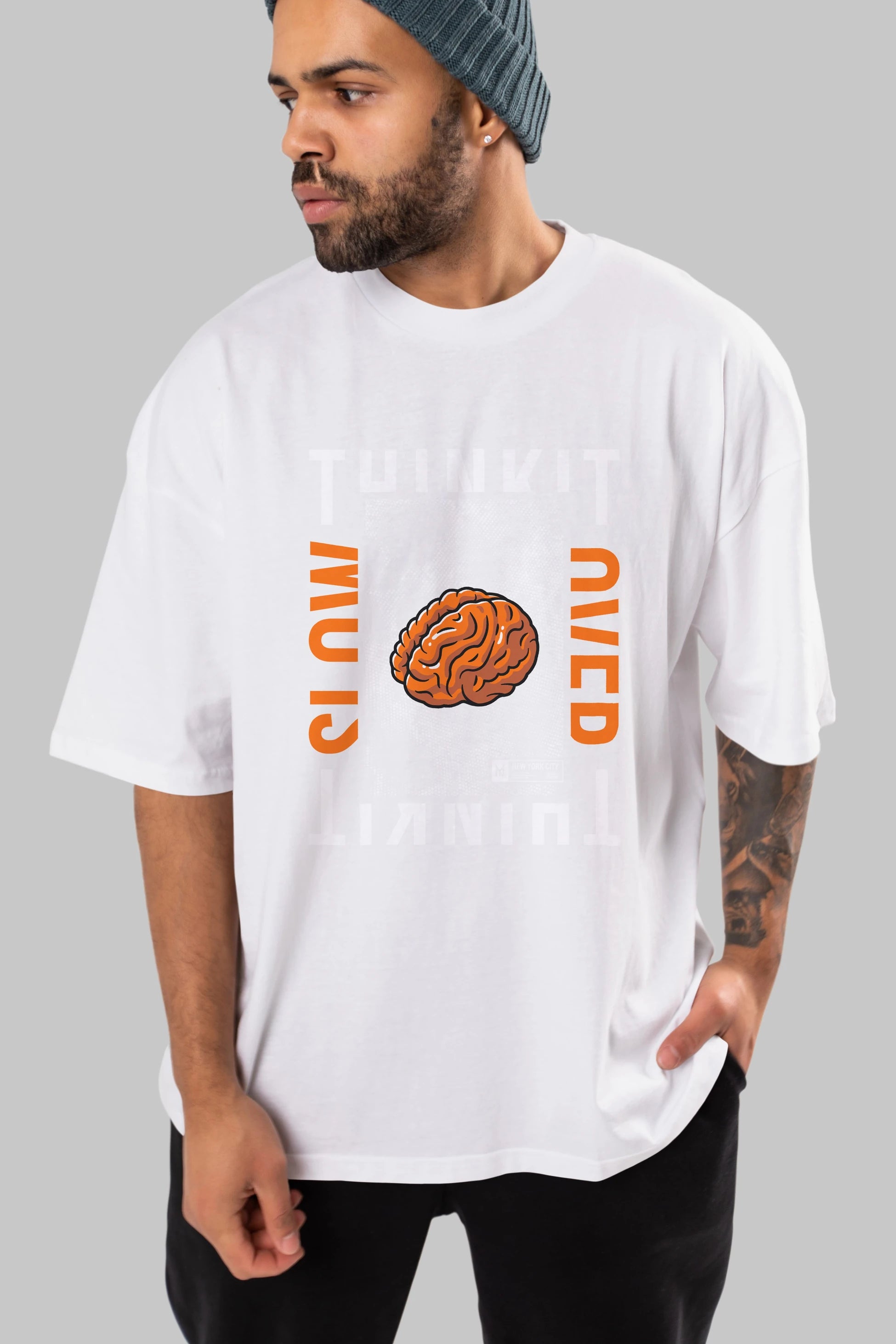 Think it Ön Baskılı Oversize t-shirt Erkek Kadın Unisex