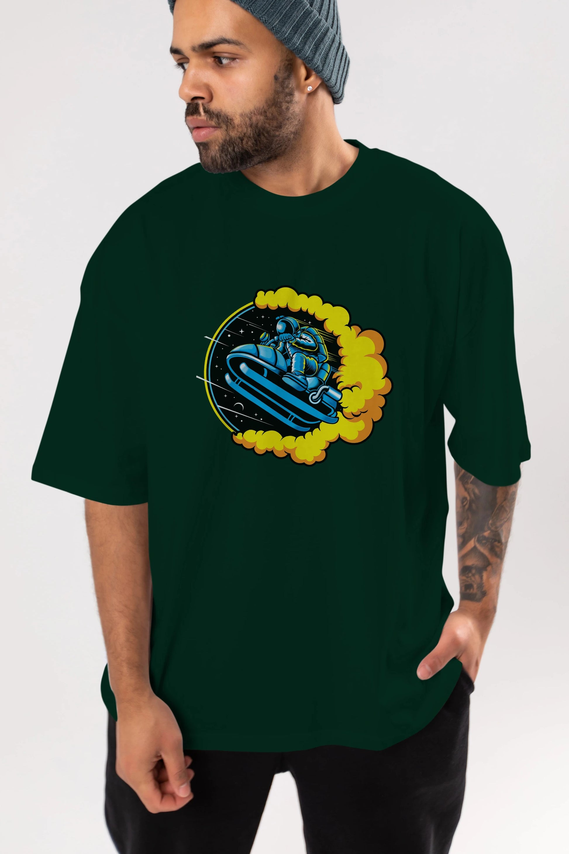 Astrojump with Snowmobile Ön Baskılı Oversize t-shirt Erkek Kadın Unisex