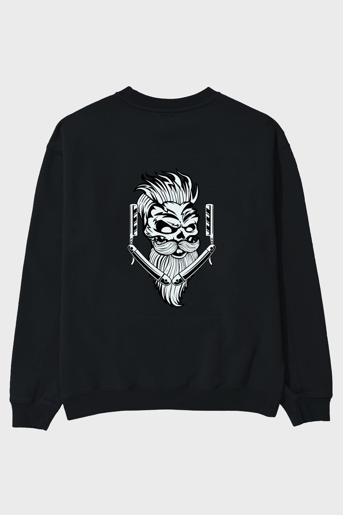 Skull Beard Arka Baskılı Oversize Sweatshirt Erkek Kadın Unisex