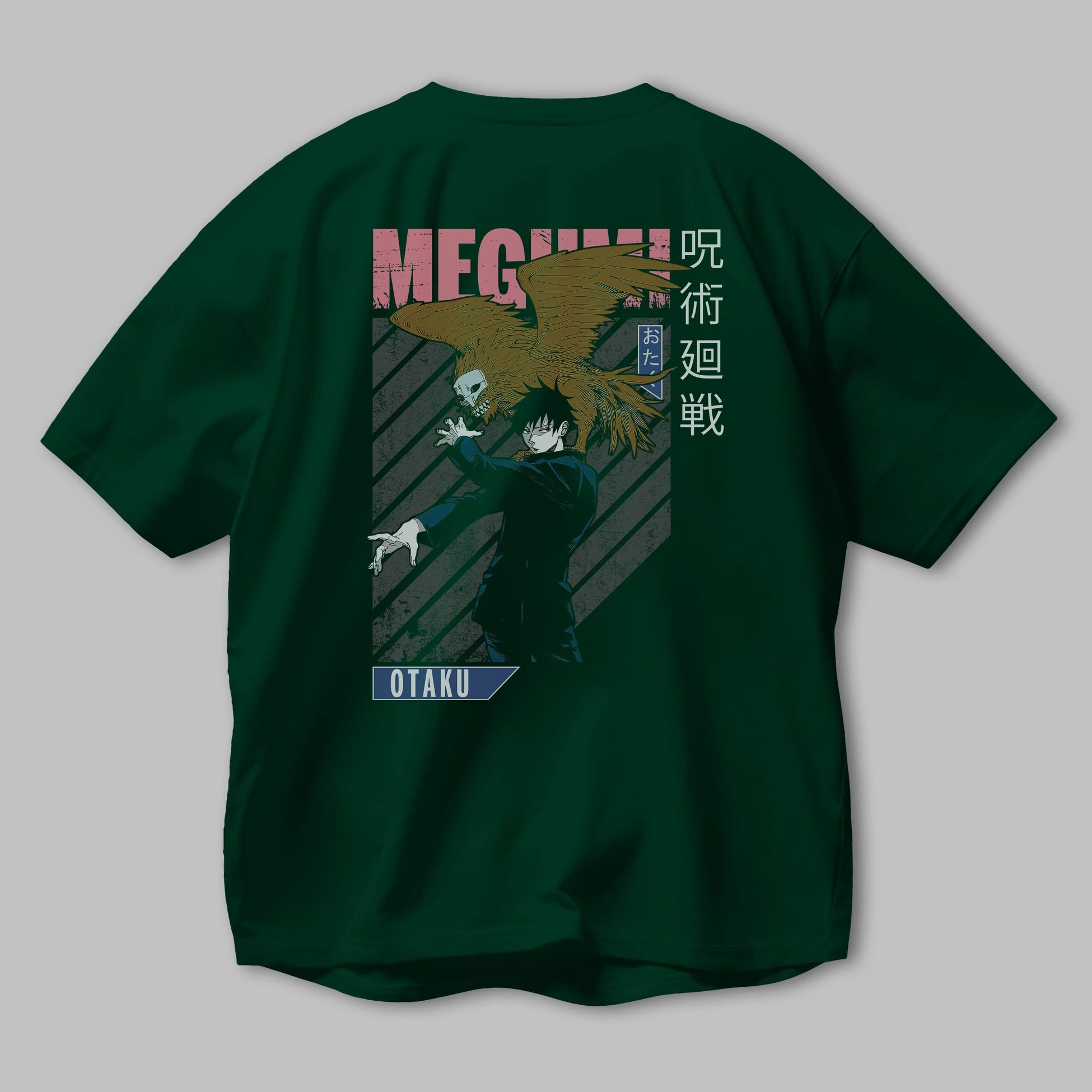 Megumi Fushiguro 2 Anime Arka Baskılı Oversize t-shirt Erkek Kadın Unisex