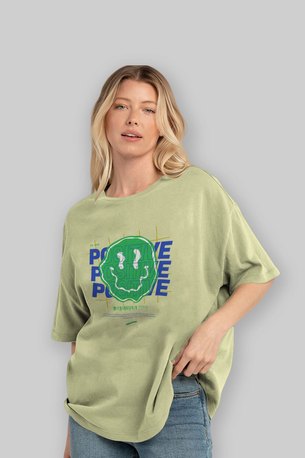 Positive 2 Ön Baskılı Oversize t-shirt Erkek Kadın Unisex