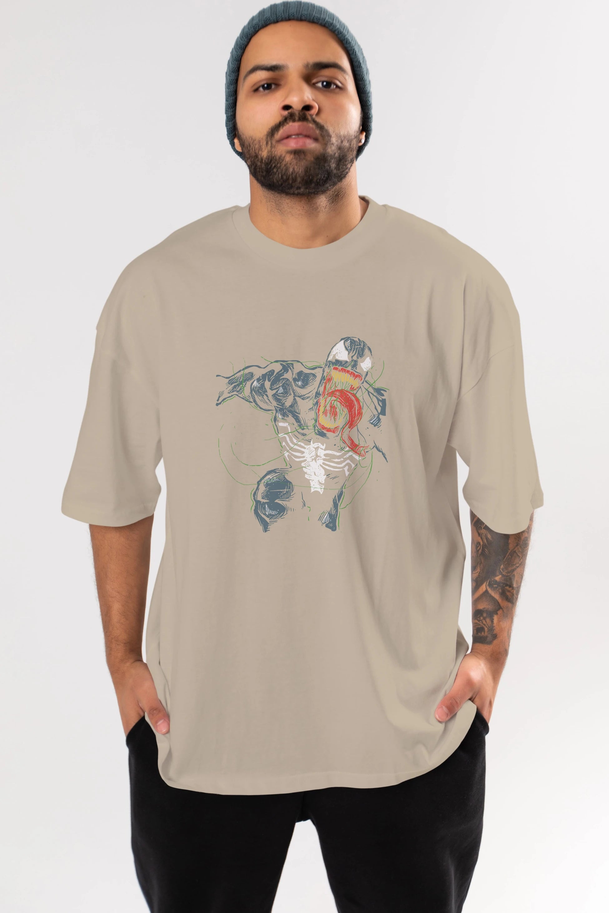 Venom (6) Ön Baskılı Oversize t-shirt Erkek Kadın Unisex %100 Pamuk Bisiklet Yaka tişort