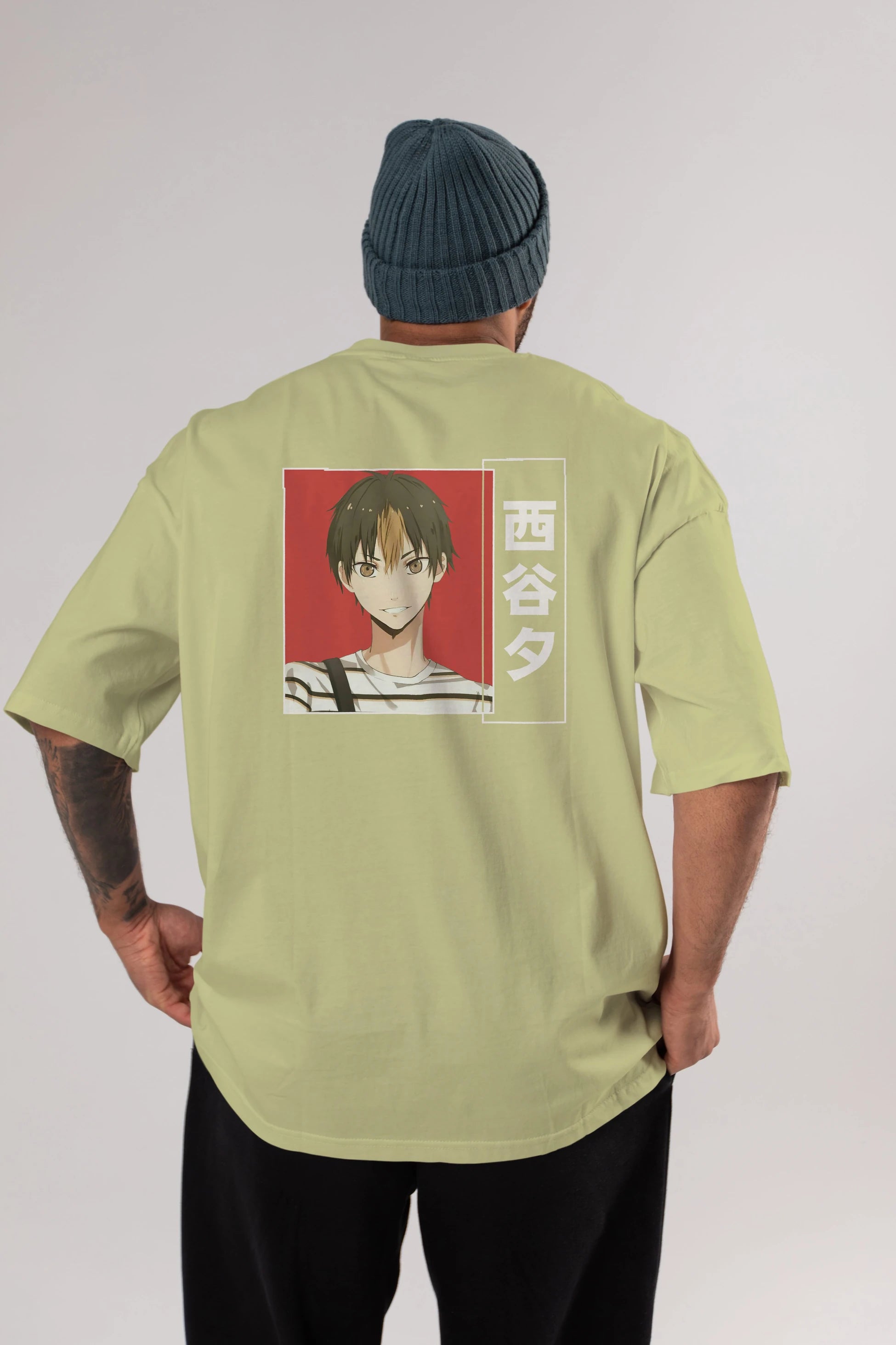Yuu Nishinoya 1 Anime Arka Baskılı Oversize t-shirt Erkek Kadın Unisex