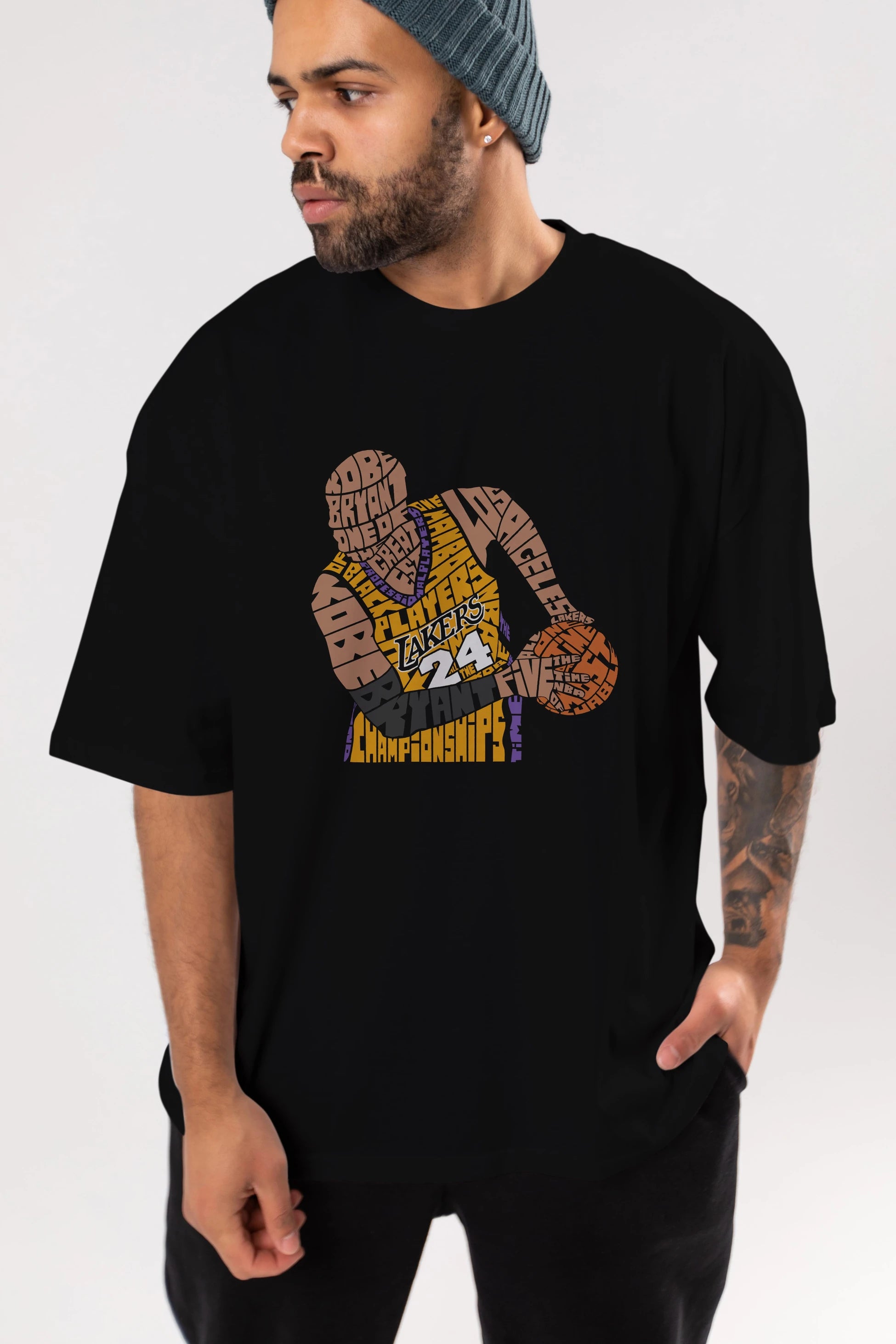 Kobe Bryant Ön Baskılı Oversize t-shirt %100 pamuk Erkek Kadın Unisex