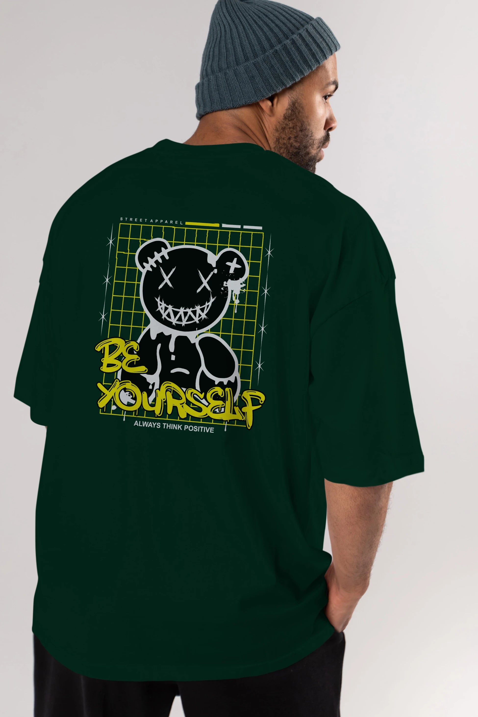 Teddy Bear Be Yourself Arka Baskılı Oversize t-shirt Erkek Kadın Unisex
