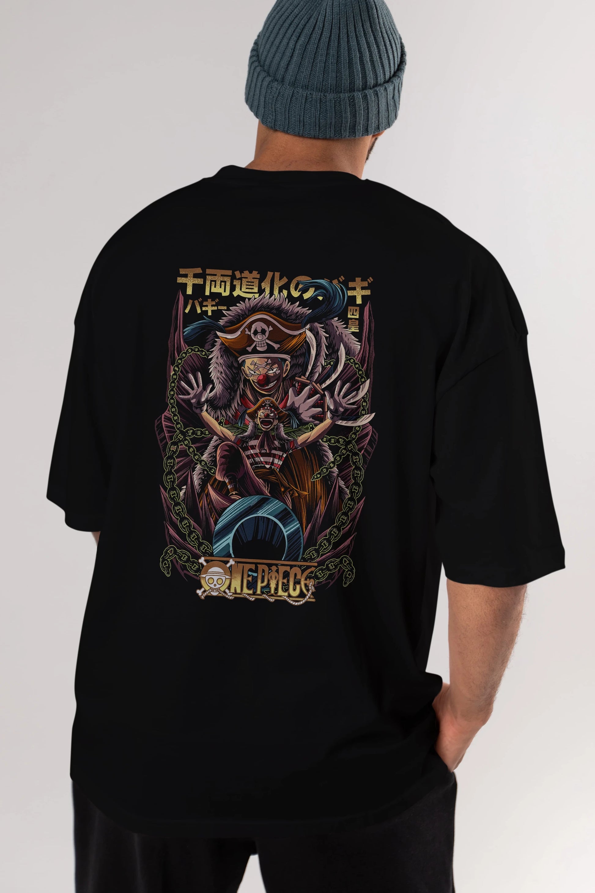 ONE PIECE (5) Anime Arka Baskılı Oversize t-shirt Erkek Kadın Unisex