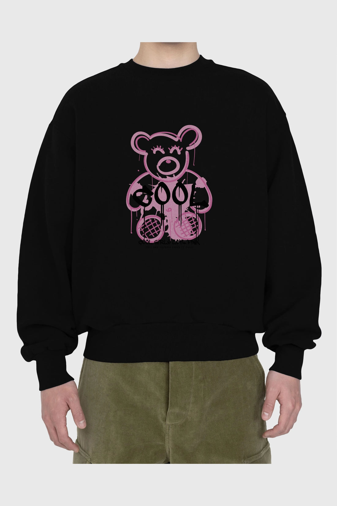 Cool Bear Ön Baskılı Oversize Sweatshirt Erkek Kadın Unisex