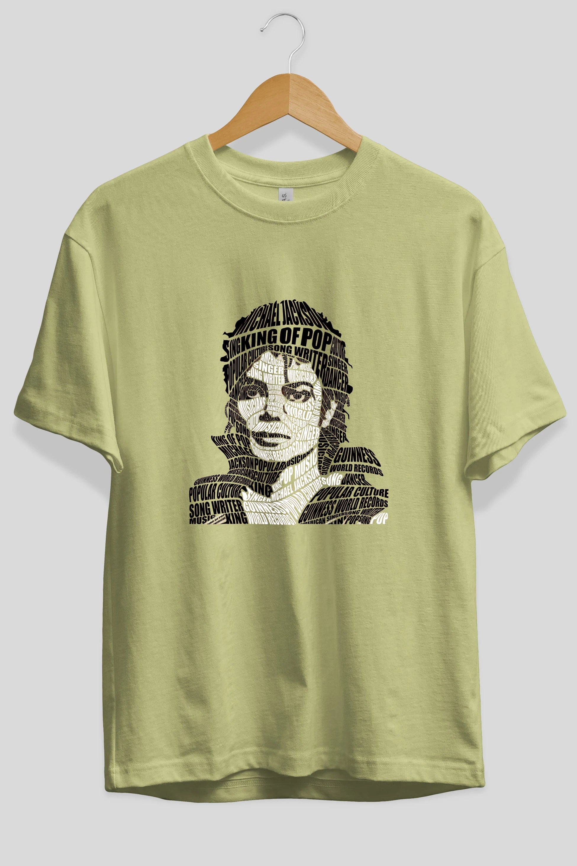 Michael Jackson Calligram Ön Baskılı Oversize t-shirt %100 pamuk Erkek Kadın Unisex