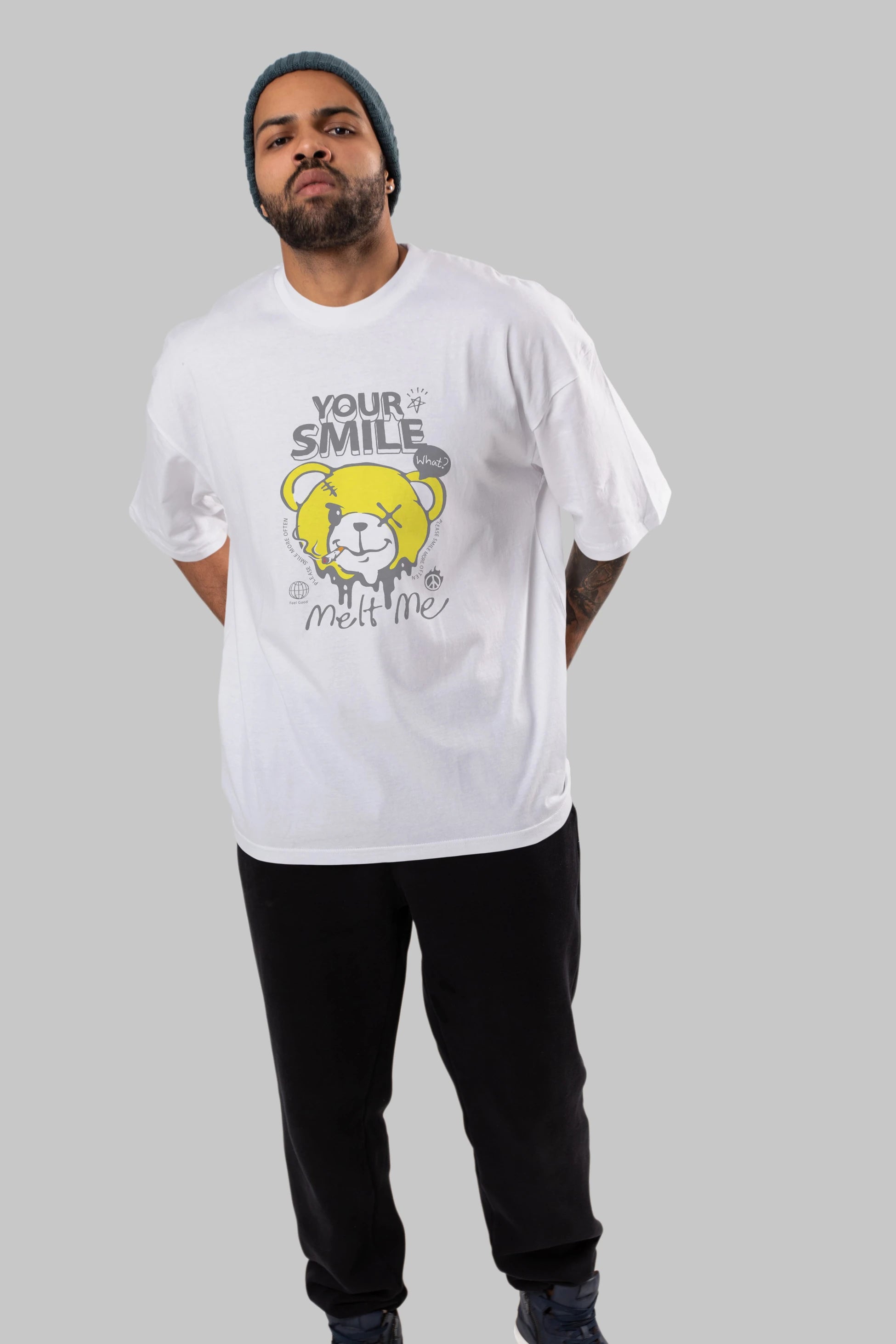 Your Smile Bear Ön Baskılı Oversize t-shirt Erkek Kadın Unisex