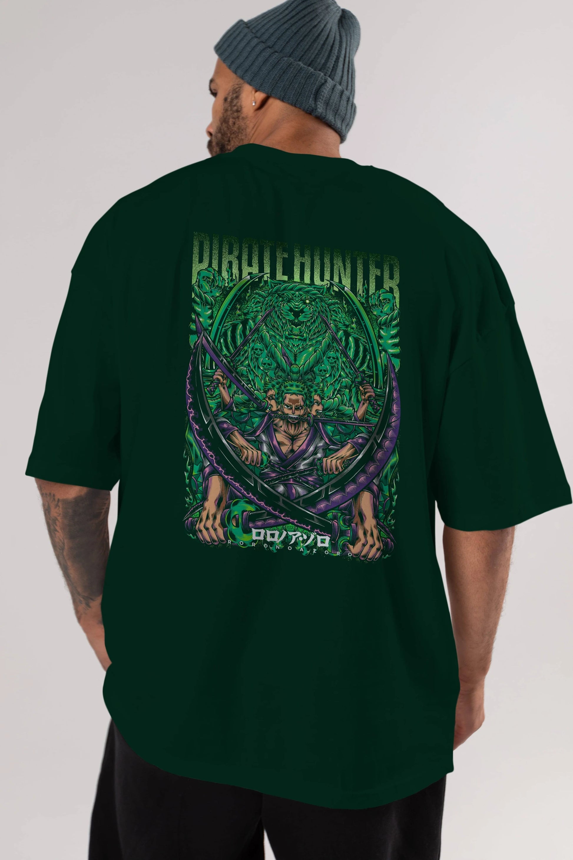 RORONOA ZORO 3 Anime Arka Baskılı Oversize t-shirt Erkek Kadın Unisex