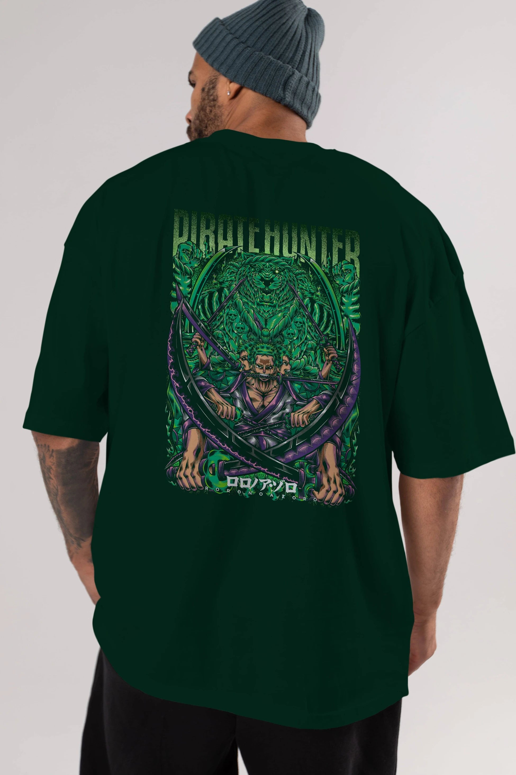 RORONOA ZORO 3 Anime Arka Baskılı Oversize t-shirt Erkek Kadın Unisex