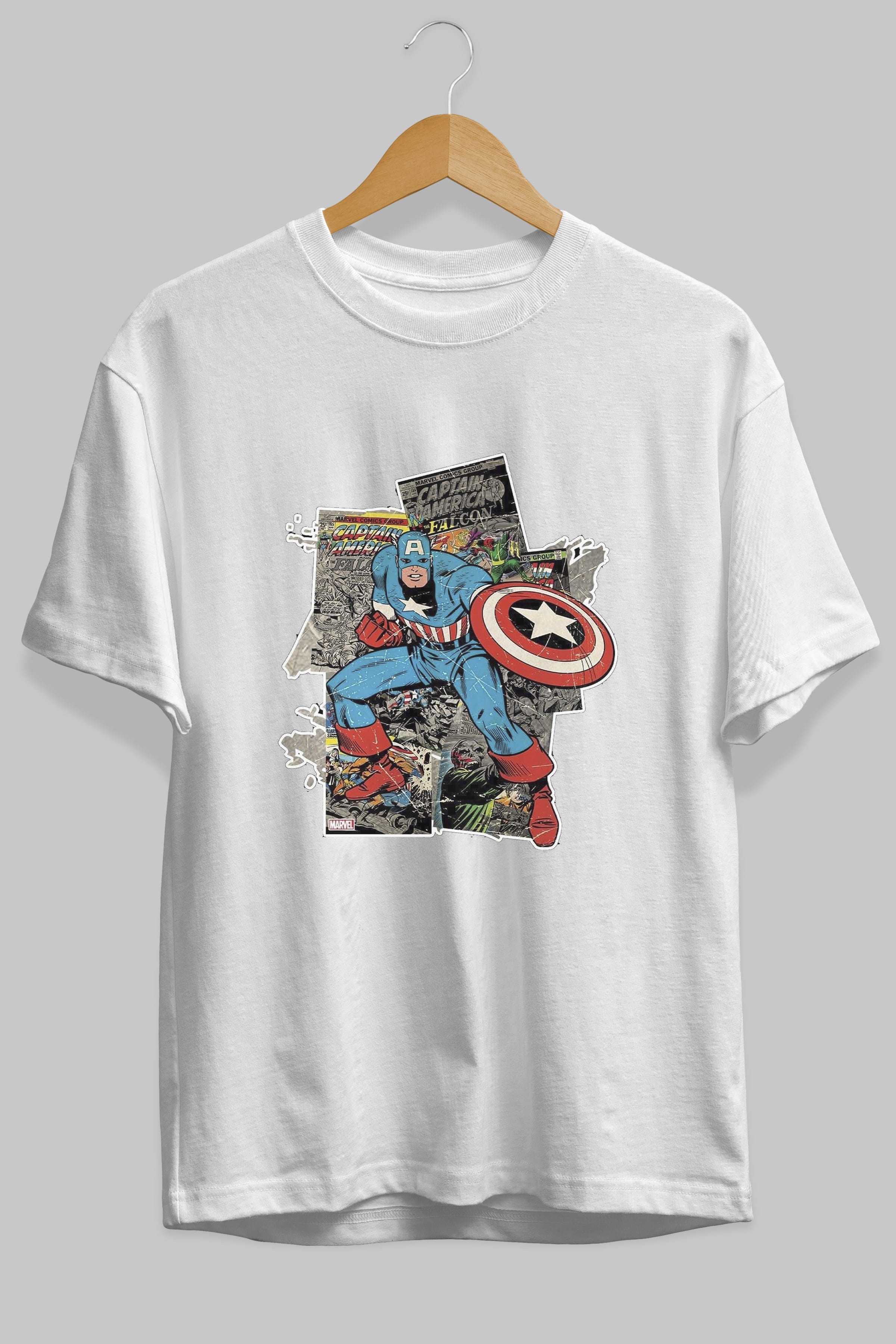 Captain America (2) Ön Baskılı Oversize t-shirt Erkek Kadın Unisex %100 Pamuk Bisiklet Yaka tişort