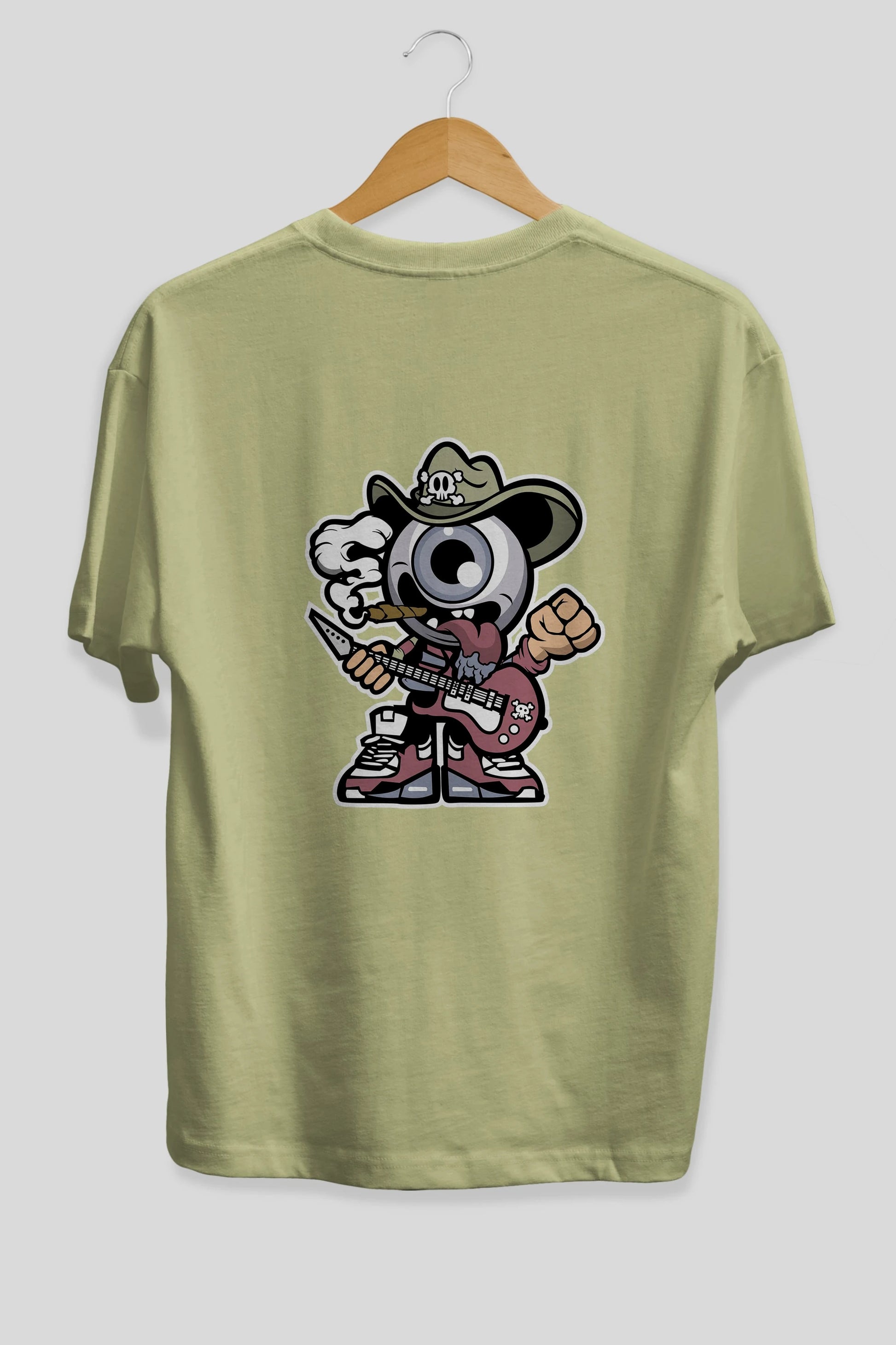 Eyeball Rockstar Cowboy Arka Baskılı Oversize t-shirt Erkek Kadın Unisex %100 Pamuk tişort