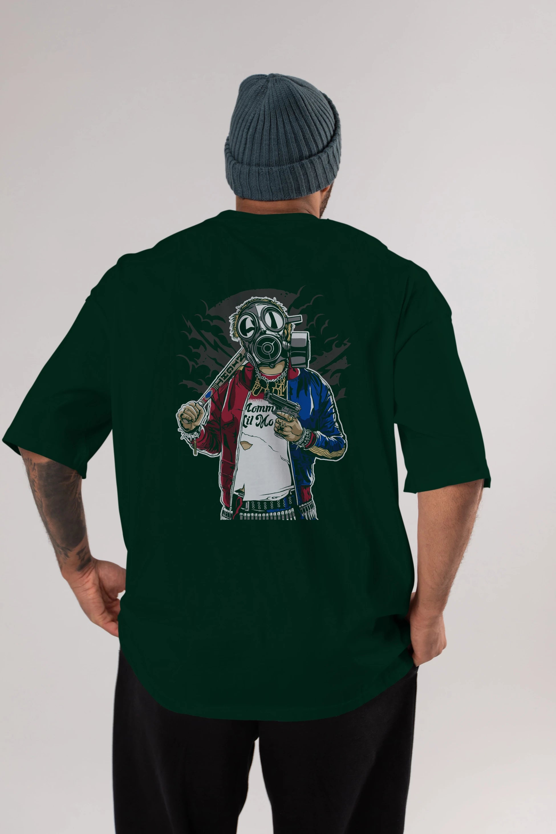 Suicide Gasmask Arka Baskılı Oversize t-shirt Erkek Kadın Unisex %100 Pamuk