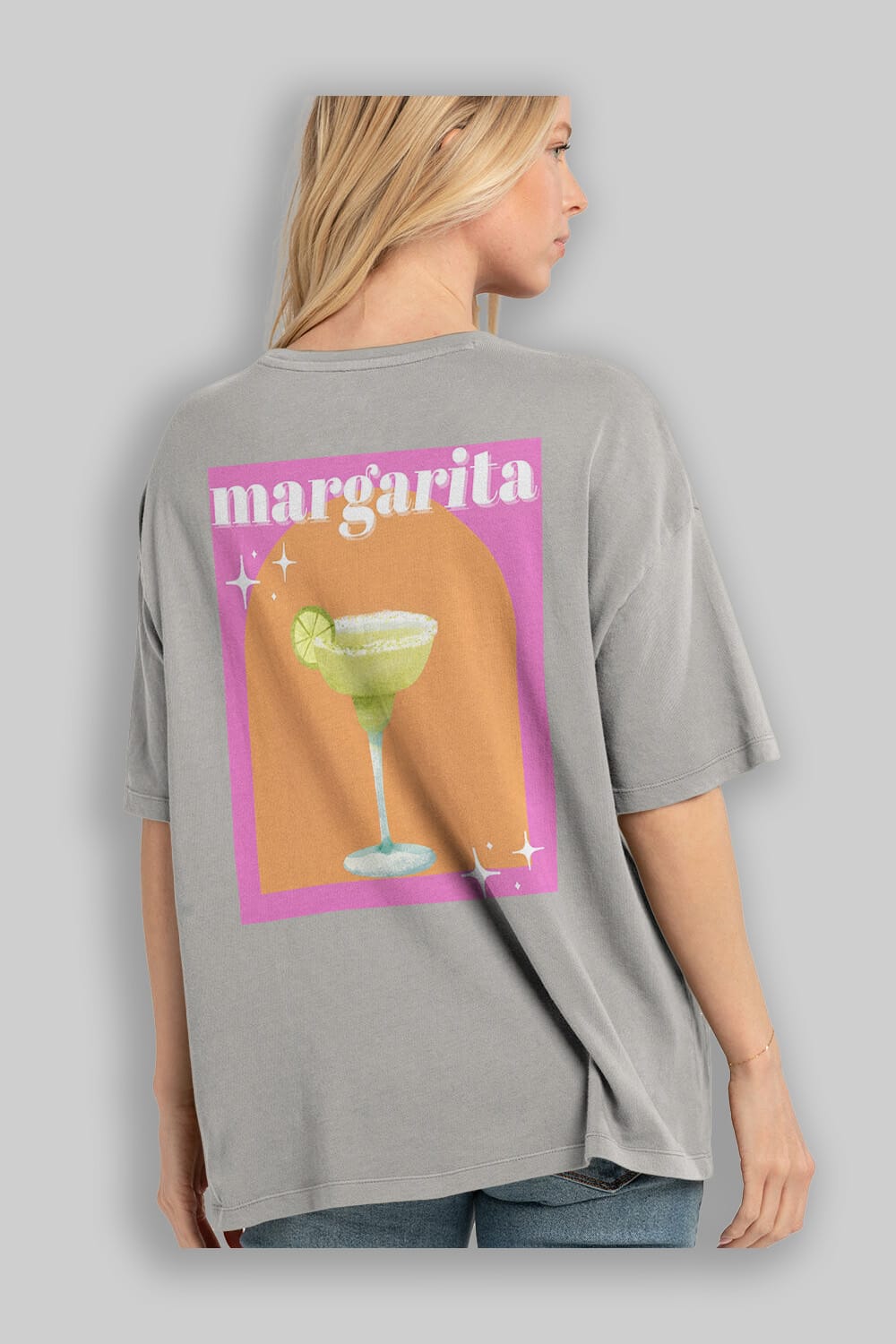 Margarita 7 Arka Baskılı Oversize t-shirt Erkek Kadın Unisex %100 Pamuk Bisiklet Yaka tişort