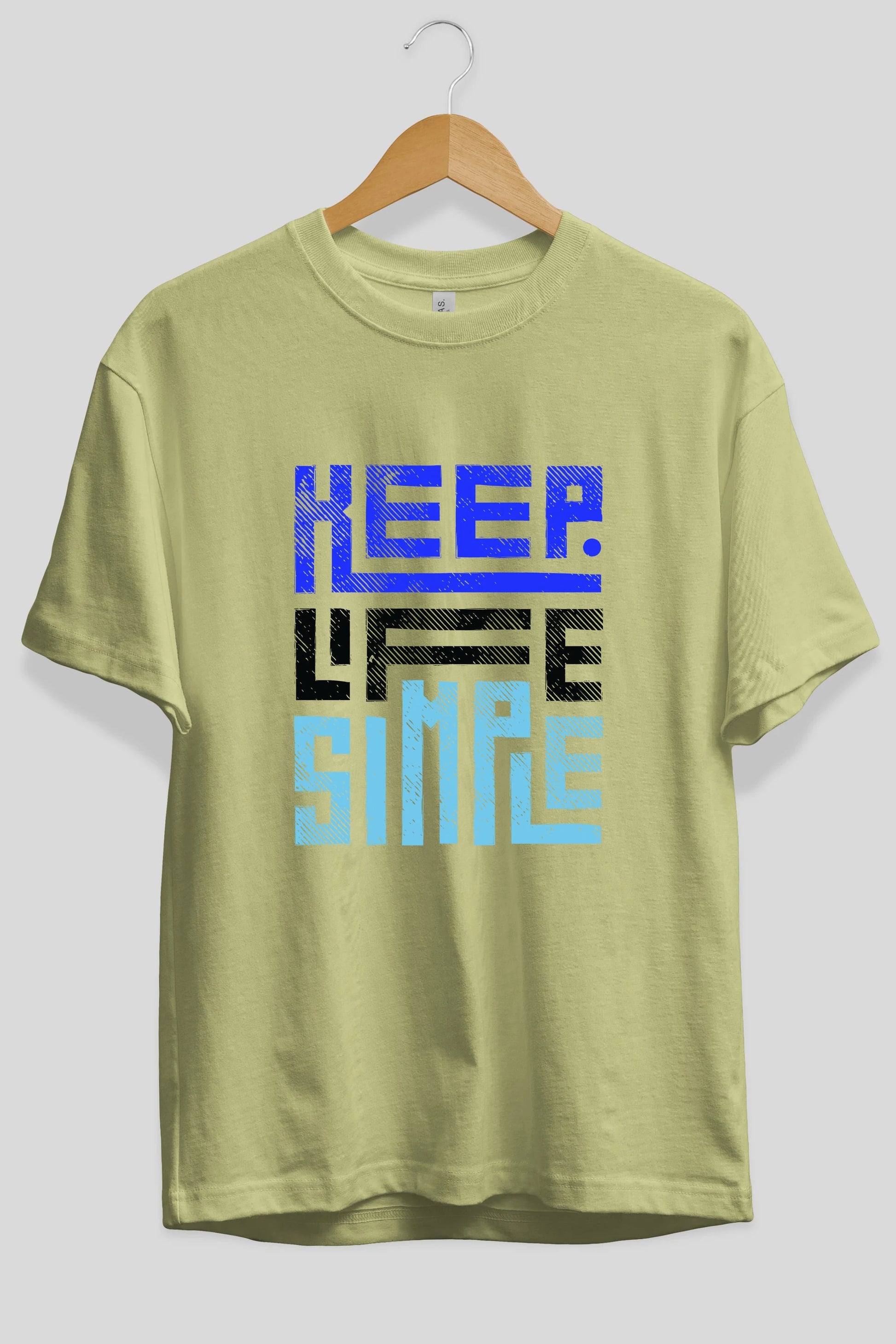 Keep Life Simple Yazılı Ön Baskılı Oversize t-shirt Erkek Kadın Unisex