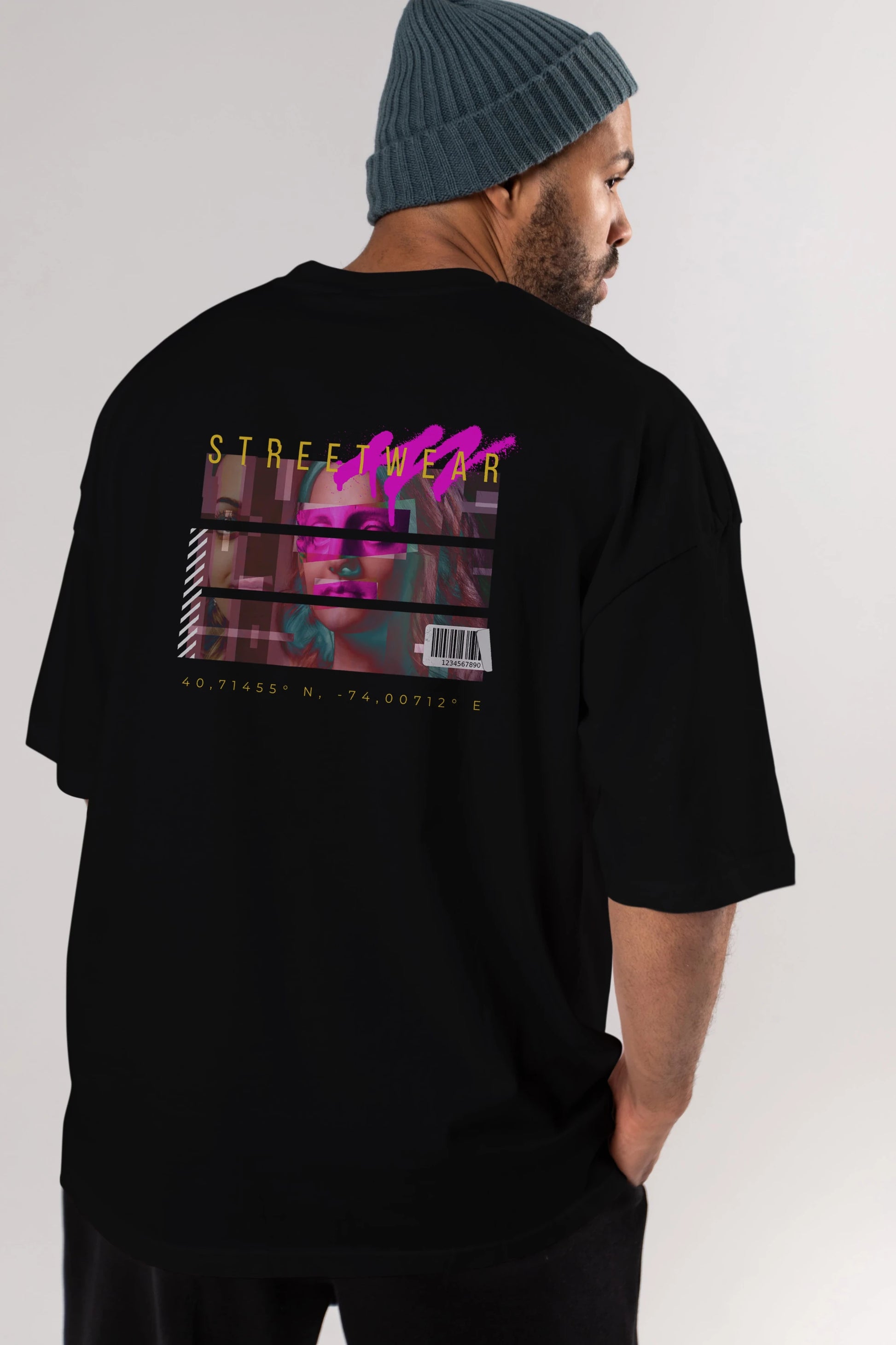 Futuristic Streetwear 2 Arka Baskılı Oversize t-shirt Erkek Kadın Unisex