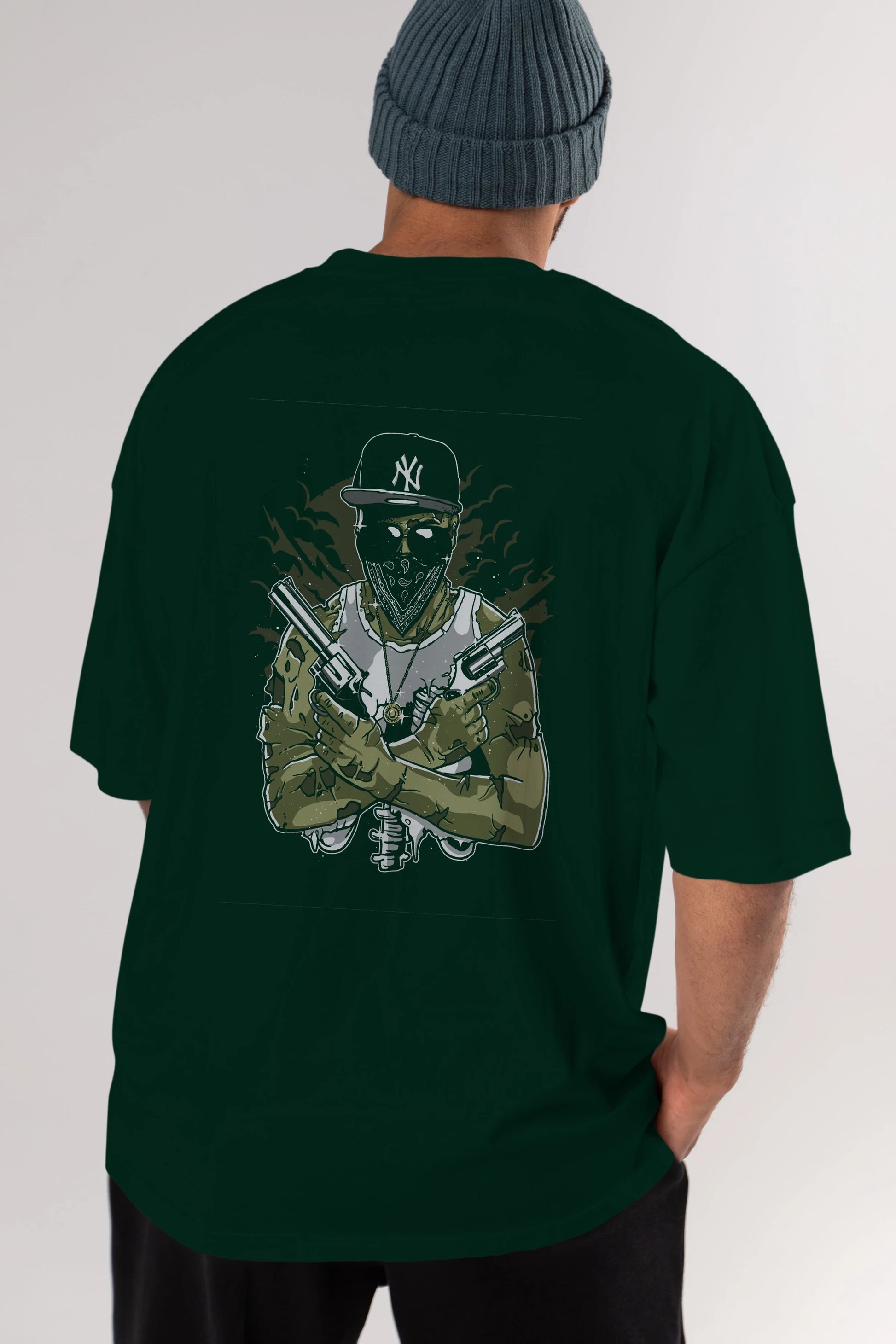 Gangsta Zombie Arka Baskılı Oversize t-shirt Erkek Kadın Unisex %100 Pamuk