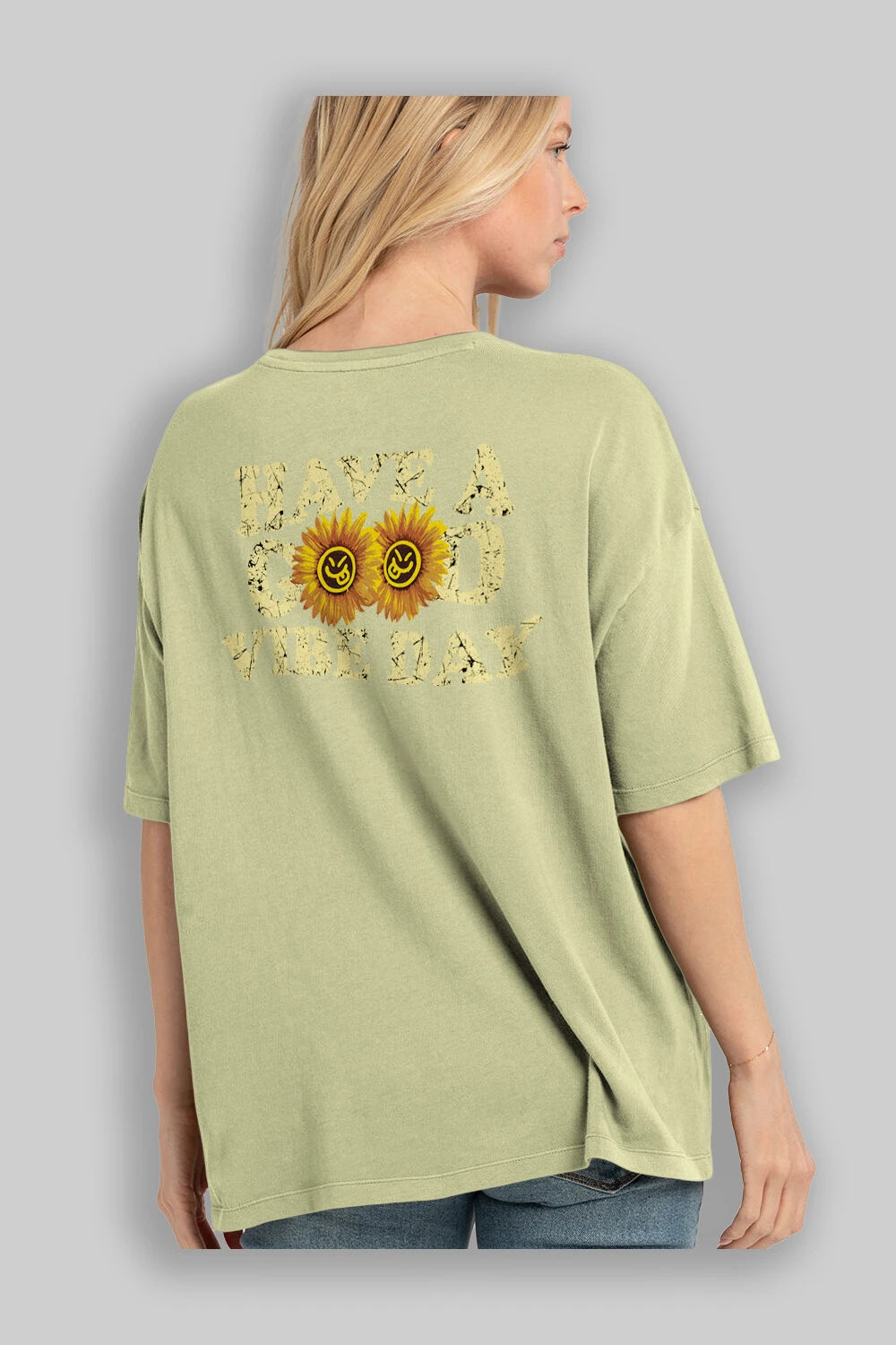 Have a Good Vibe Day Arka Baskılı Oversize t-shirt Erkek Kadın Unisex