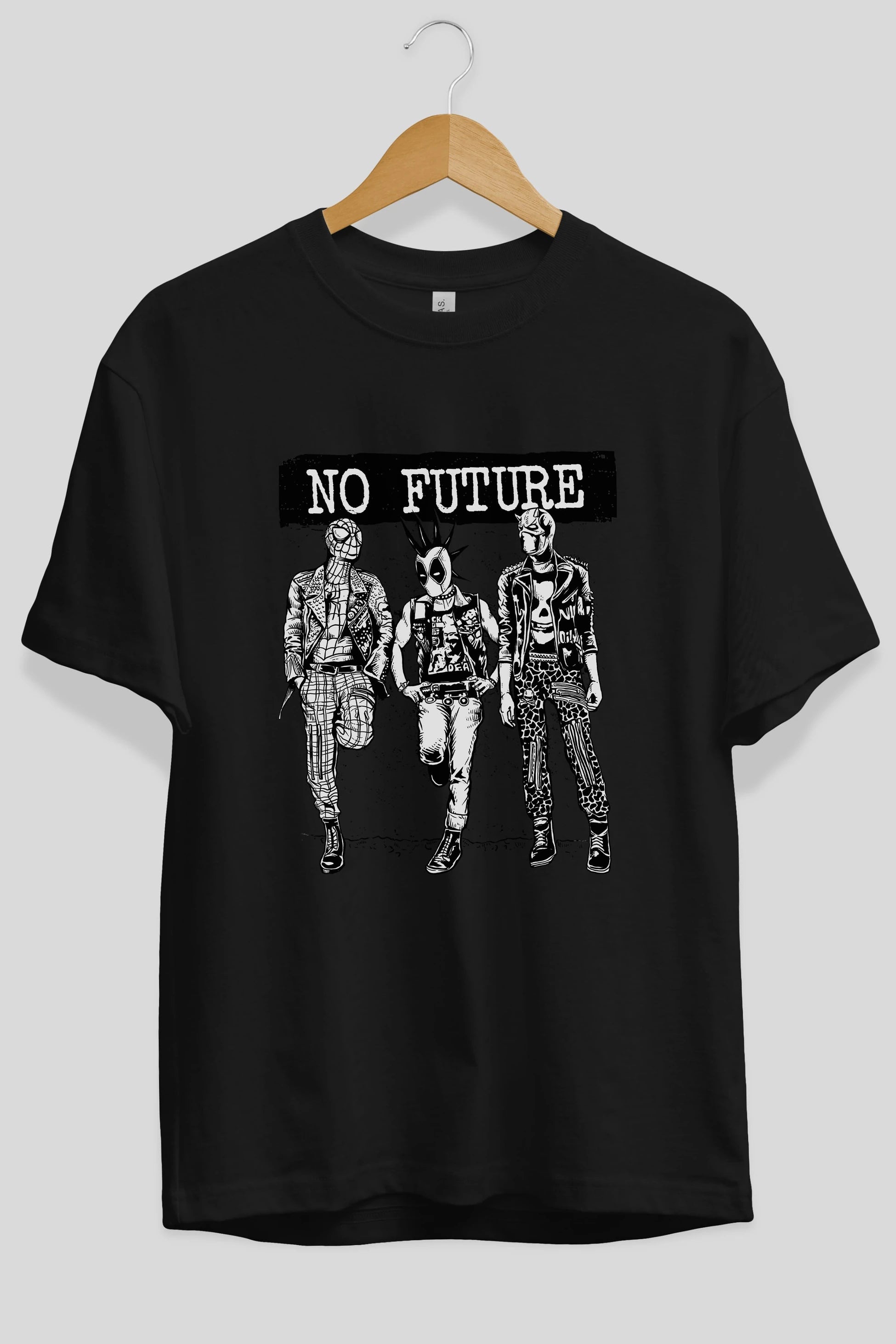 No Future Ön Baskılı Oversize t-shirt Erkek Kadın Unisex %100 Pamuk tişort