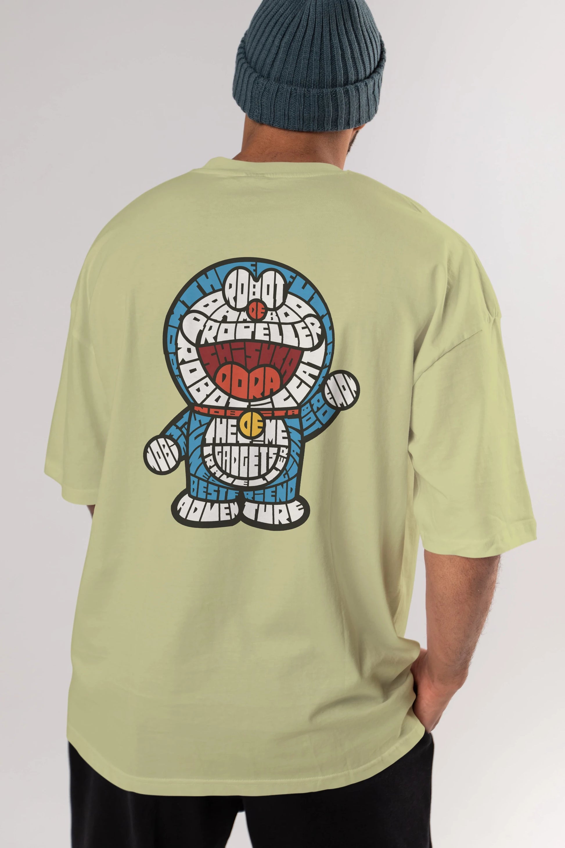 Robotic cat Arka Baskılı Oversize t-shirt %100 pamuk Erkek Kadın Unisex