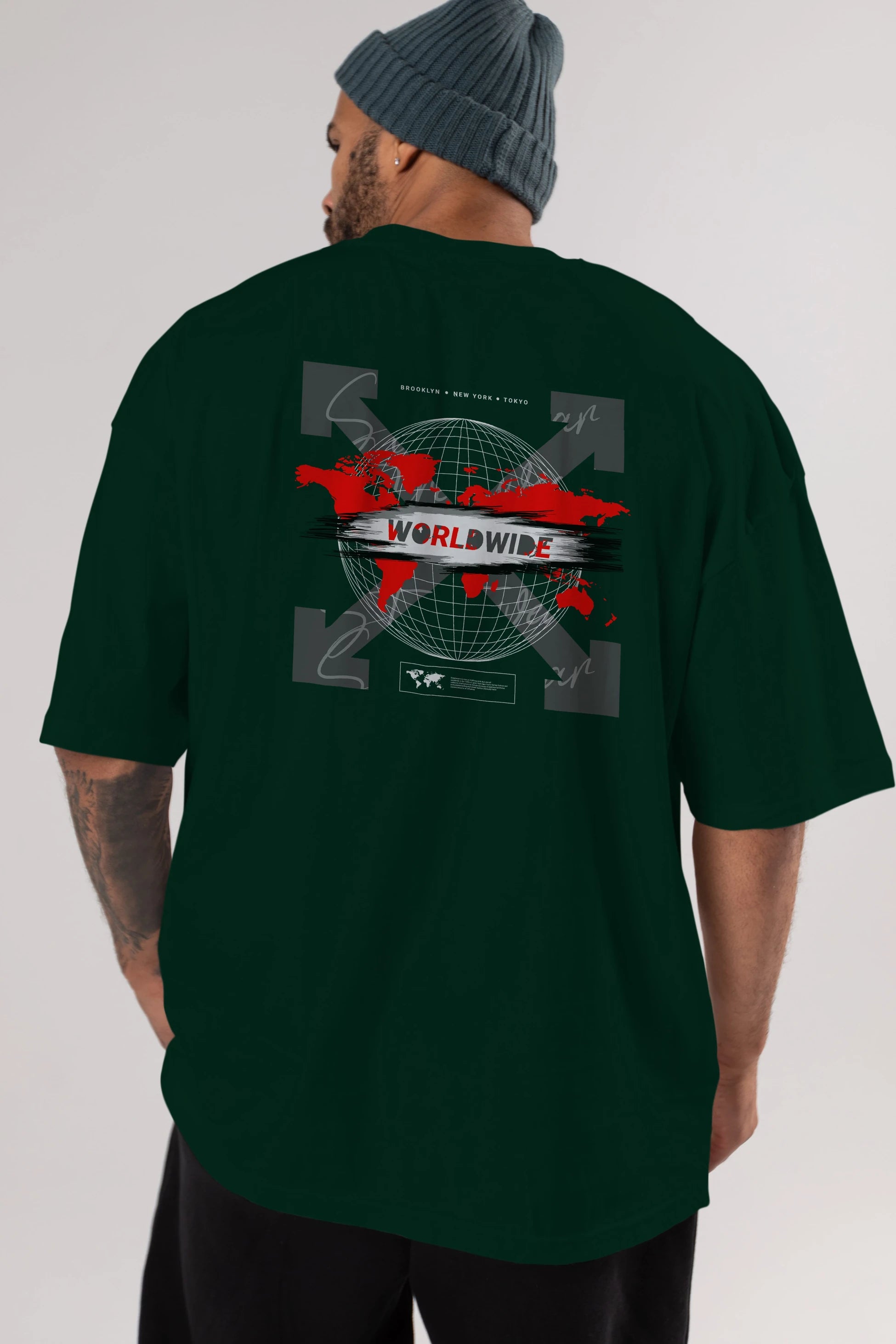 Worldwide Style Arka Baskılı Oversize t-shirt Erkek Kadın Unisex
