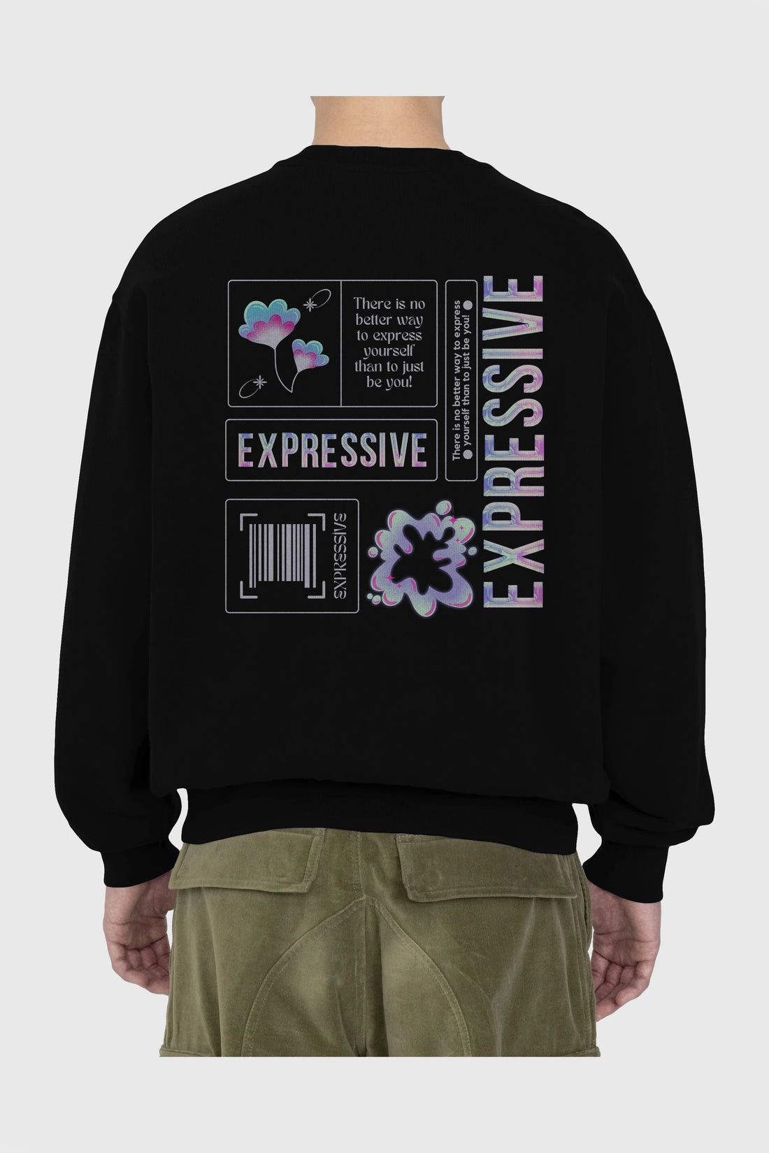 Expressive Streetwear Arka Baskılı Oversize Sweatshirt Erkek Kadın Unisex