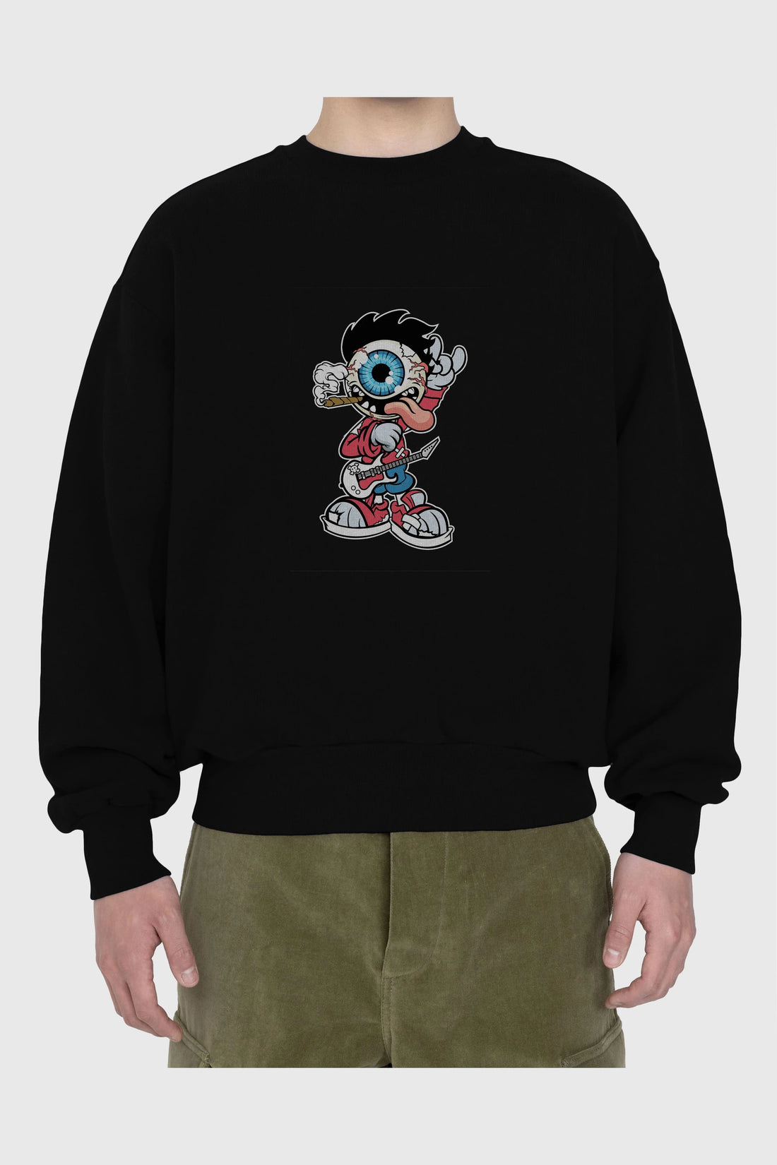 Eyeball Rockstar Ön Baskılı Oversize Sweatshirt Erkek Kadın Unisex