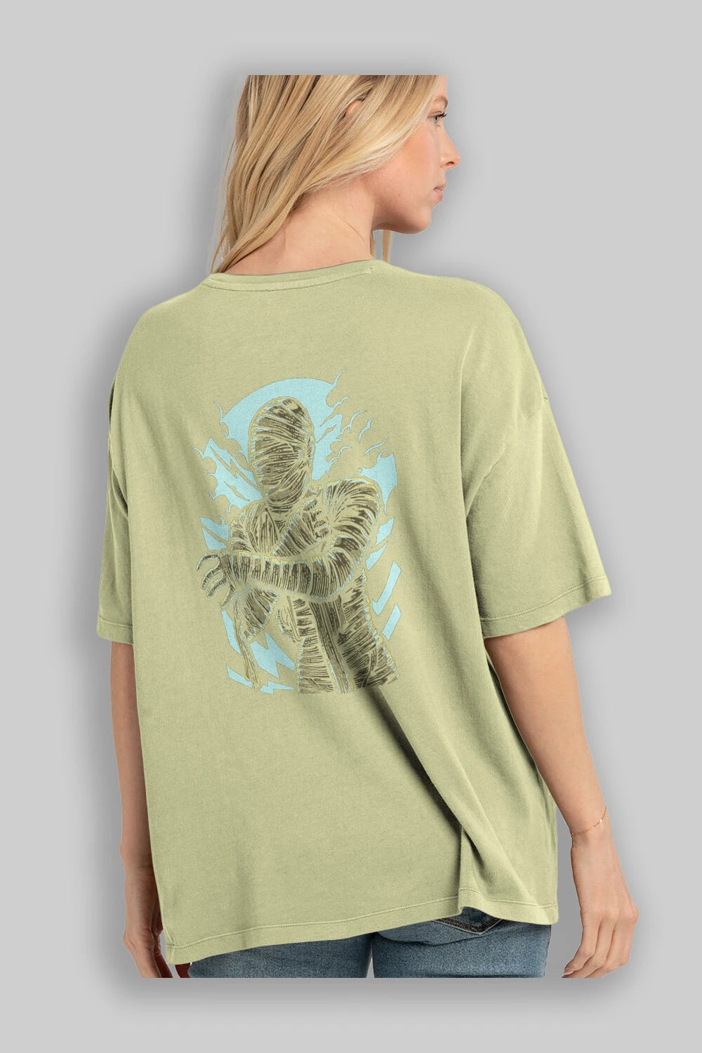 The Mummy Arka Baskılı Oversize t-shirt Erkek Kadın Unisex %100 Pamuk
