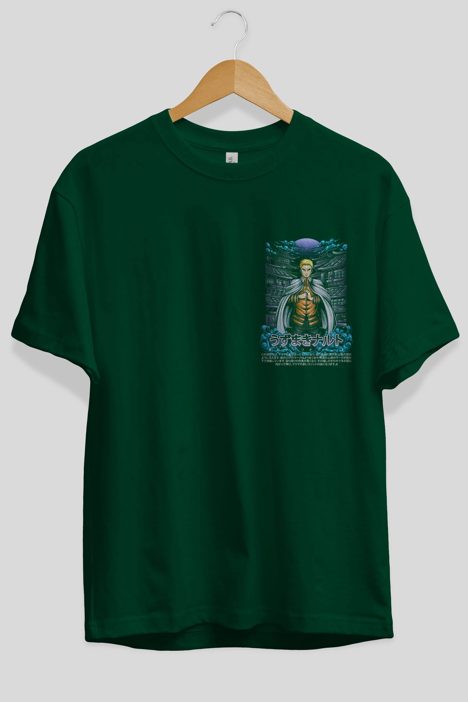 NARUTO (8) Ön Sol Baskılı Oversize t-shirt Erkek Kadın Unisex %100 Pamuk Bisiklet Yaka tişort