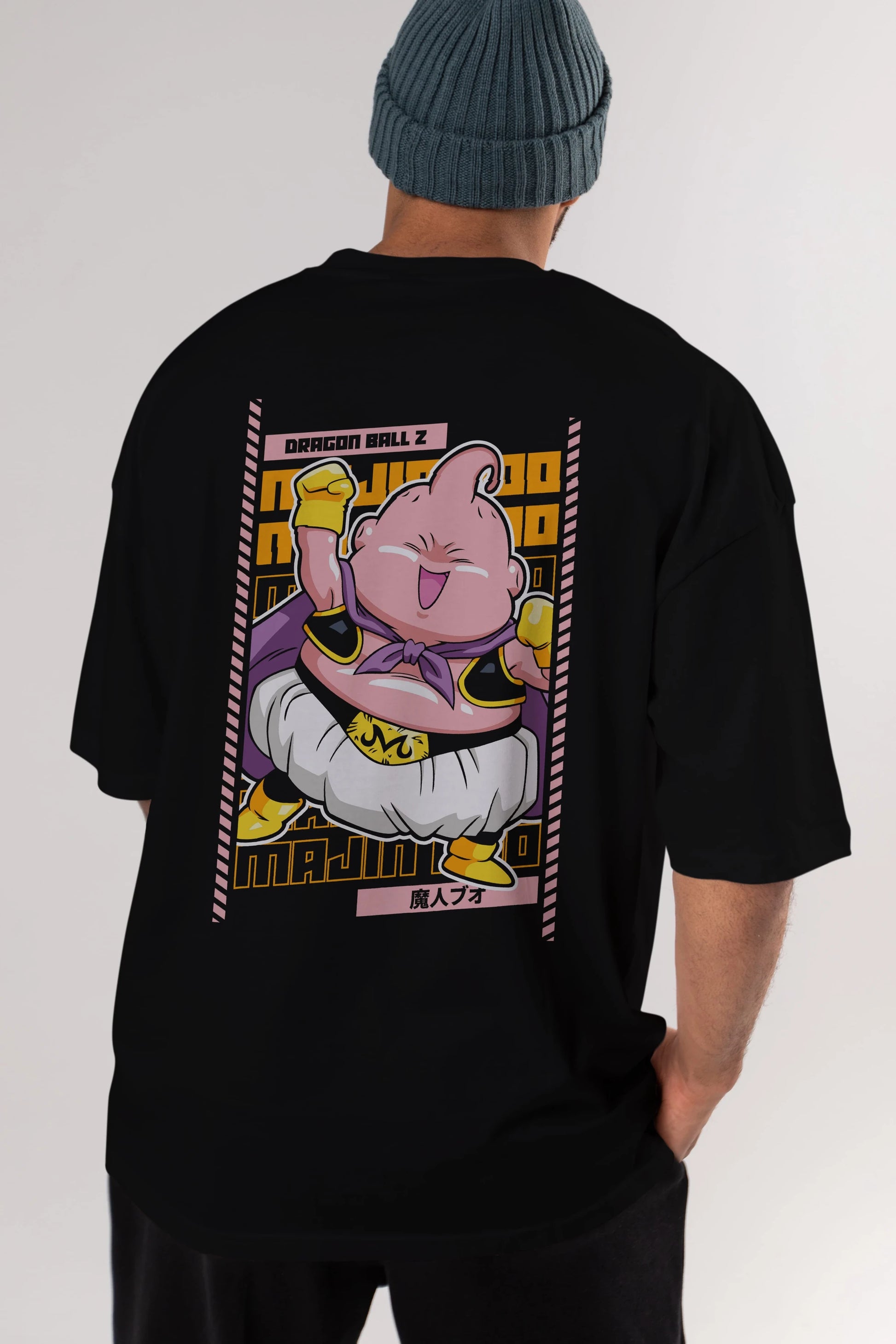 MAJIN BOO1 Anime Arka Baskılı Oversize t-shirt Erkek Kadın Unisex