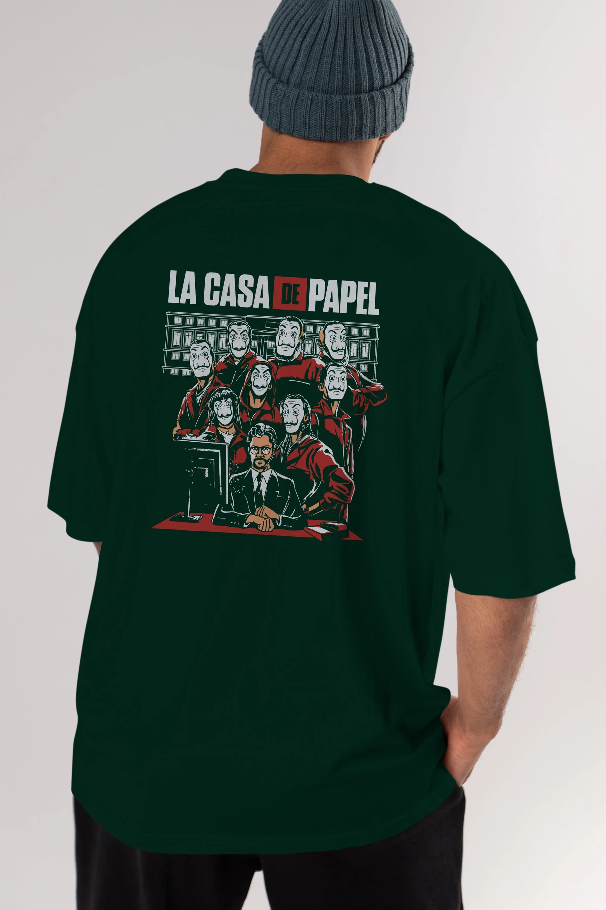 La Casa De Papel (5) Arka Baskılı Oversize t-shirt Erkek Kadın Unisex %100 Pamuk Bisiklet Yaka tişort