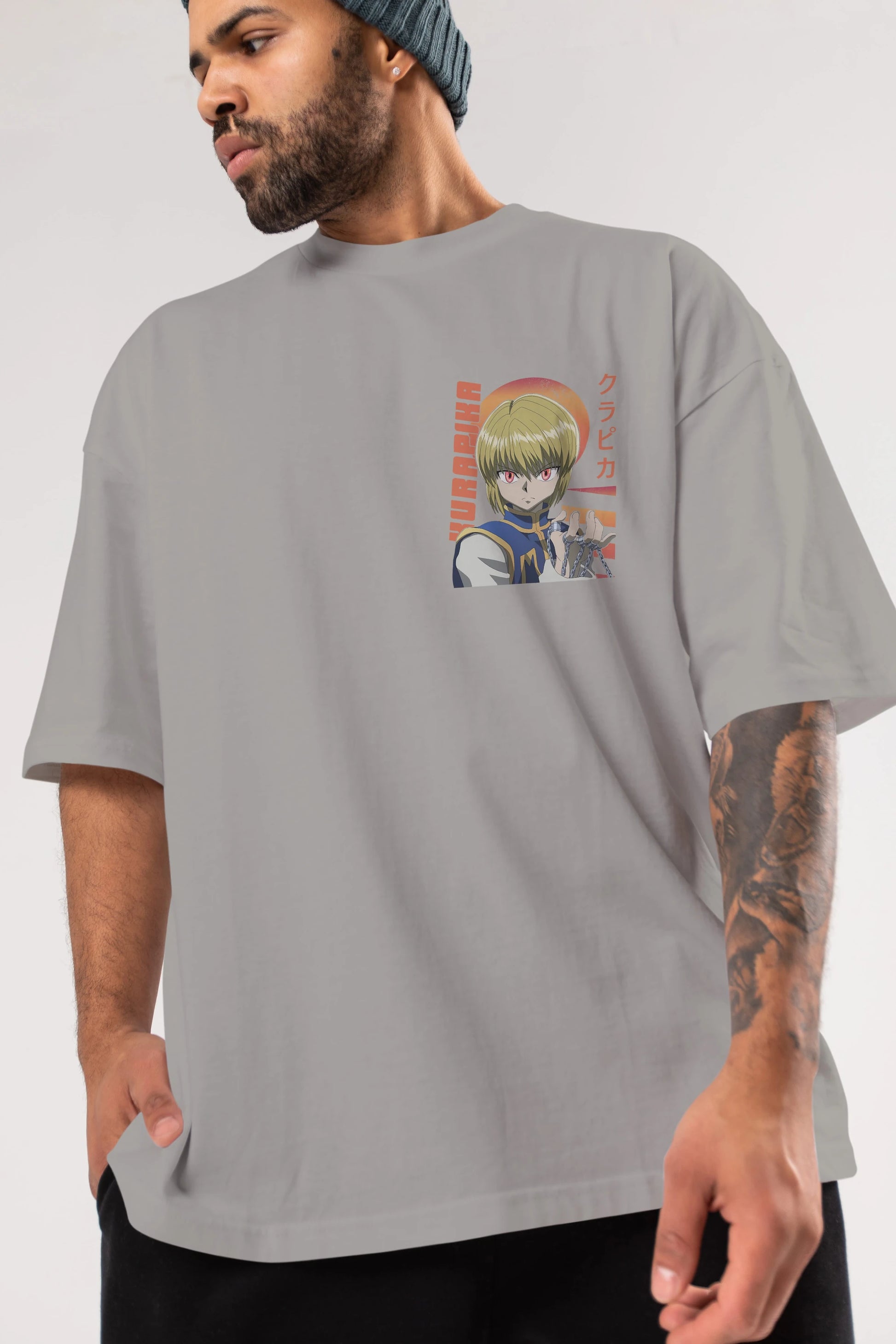 Kurapika 5 (2) Ön Sol Baskılı Oversize t-shirt Erkek Kadın Unisex %100 Pamuk Bisiklet Yaka tişort