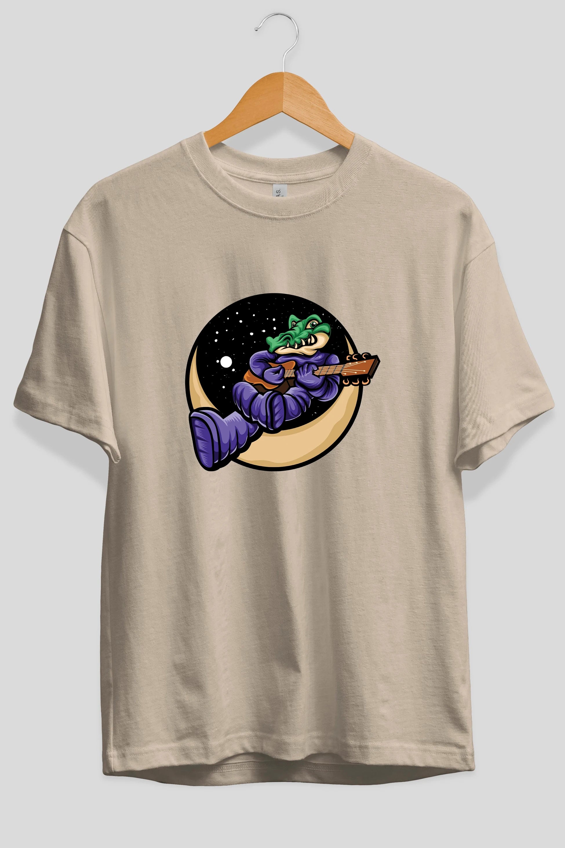 Space Crocodile Ön Baskılı Oversize t-shirt Erkek Kadın Unisex