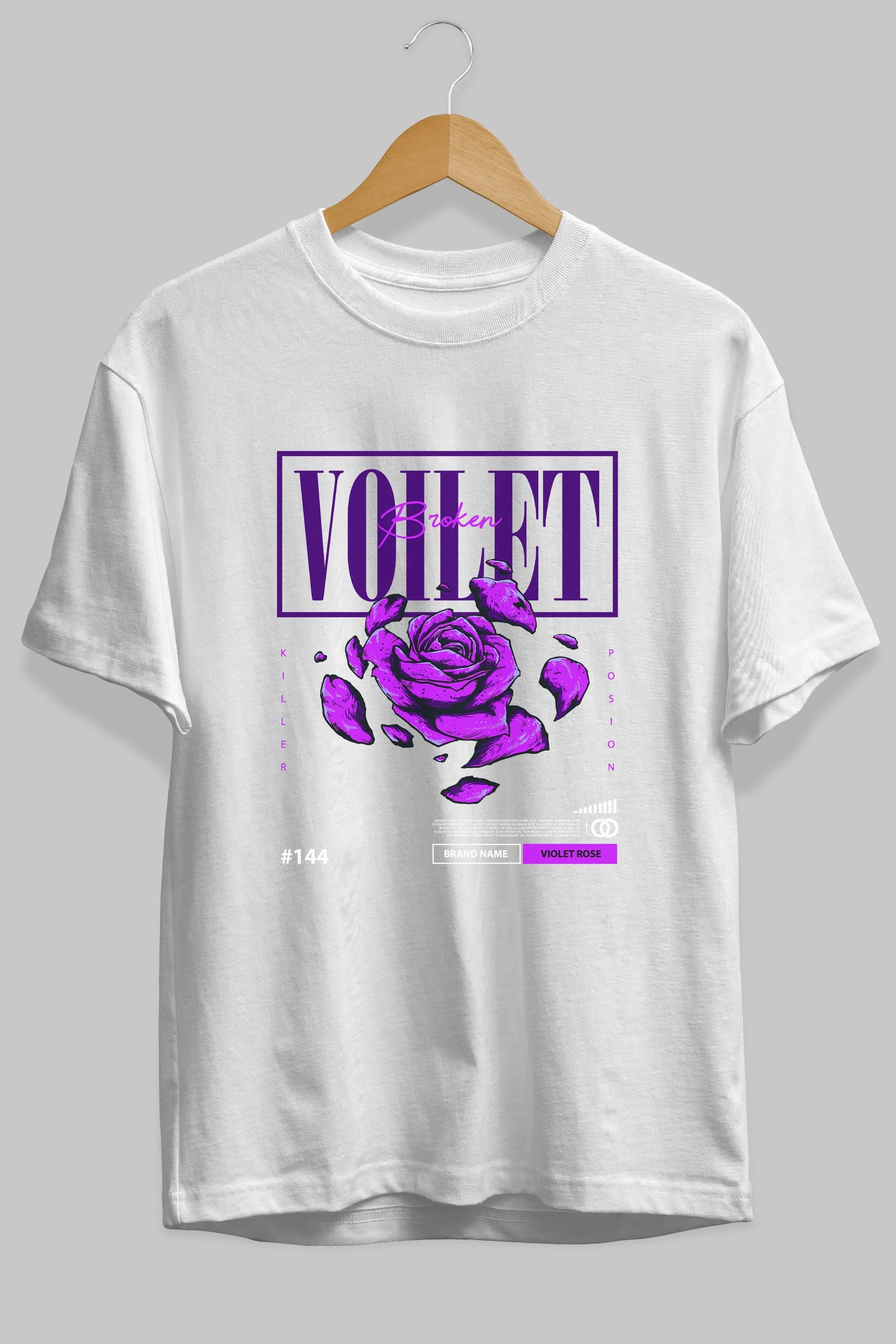 Voilet Broken Ön Baskılı Oversize t-shirt Erkek Kadın Unisex