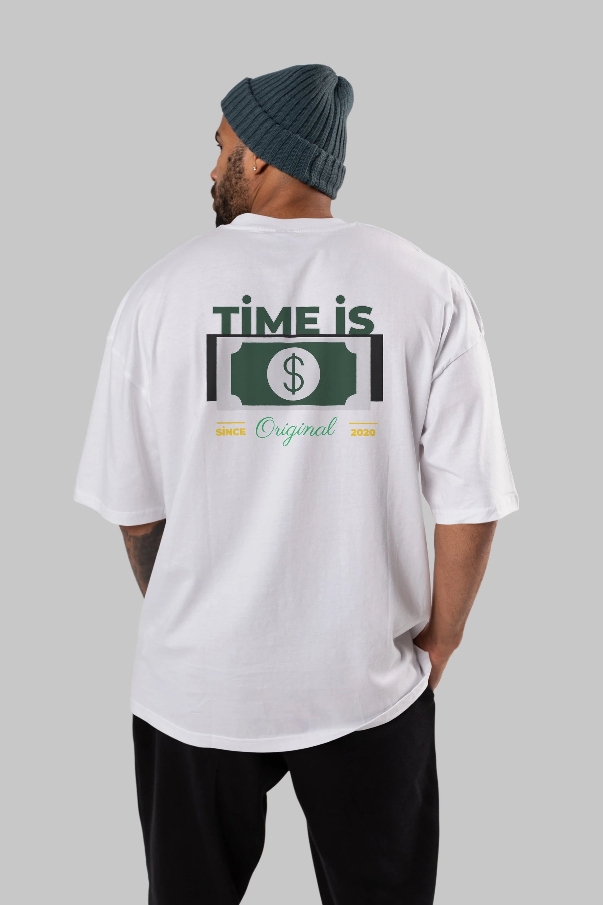 Time is Original Arka Baskılı Oversize t-shirt Erkek Kadın Unisex