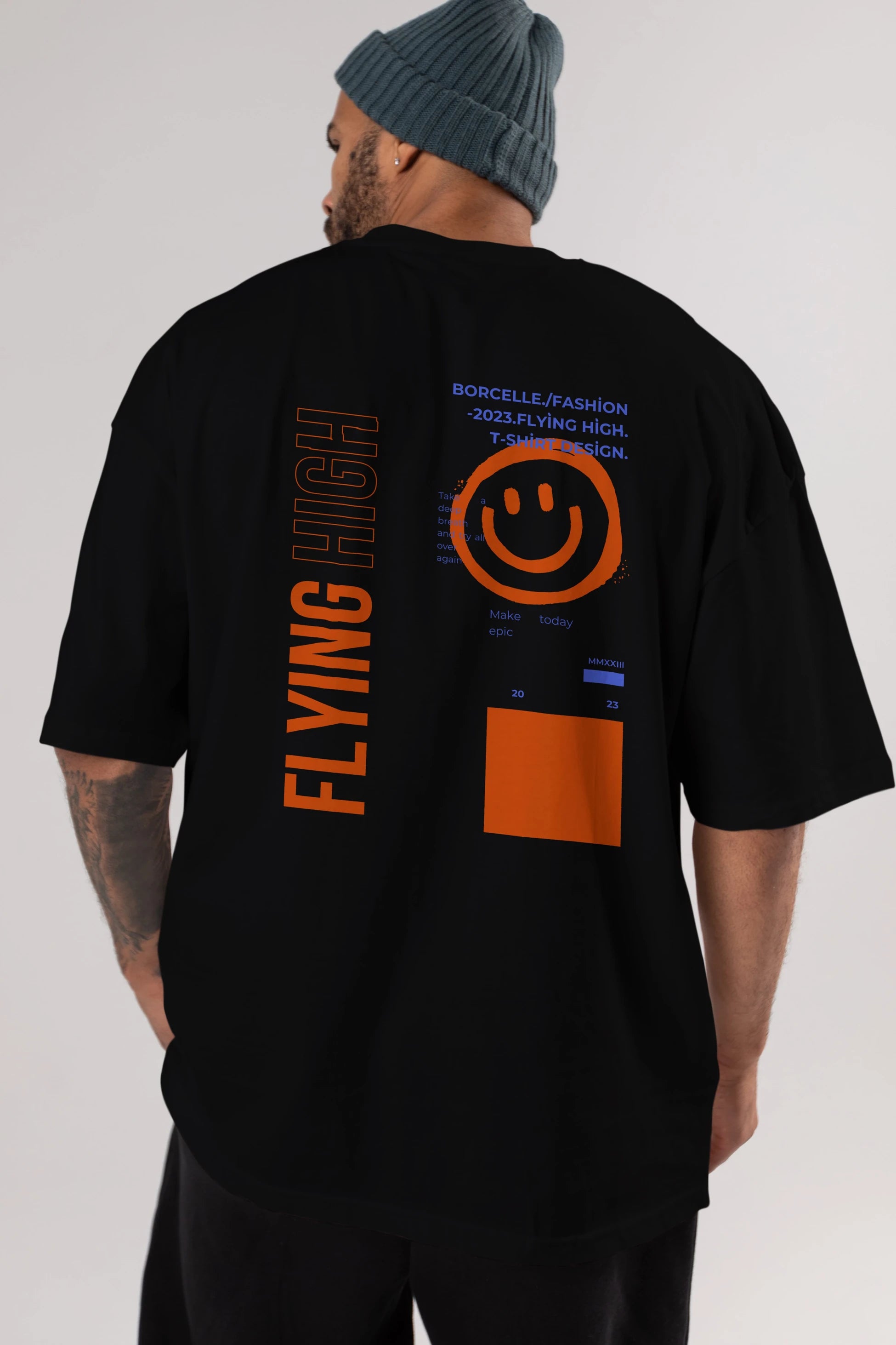 Flying High Yazılı Arka Baskılı Oversize t-shirt Erkek Kadın Unisex